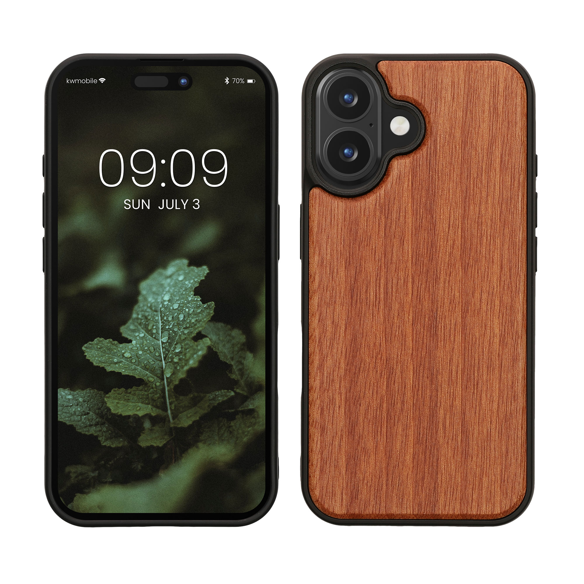 Dřevěné pouzdro pro Apple iPhone 16 kwmobile - tvrdý obal v přírodní barvě