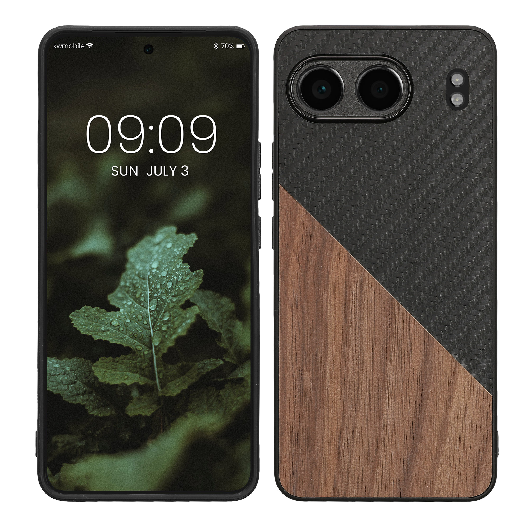 Kwmobile Dřevěný kryt OnePlus Nord 4 5G tmavě hnědá / černá