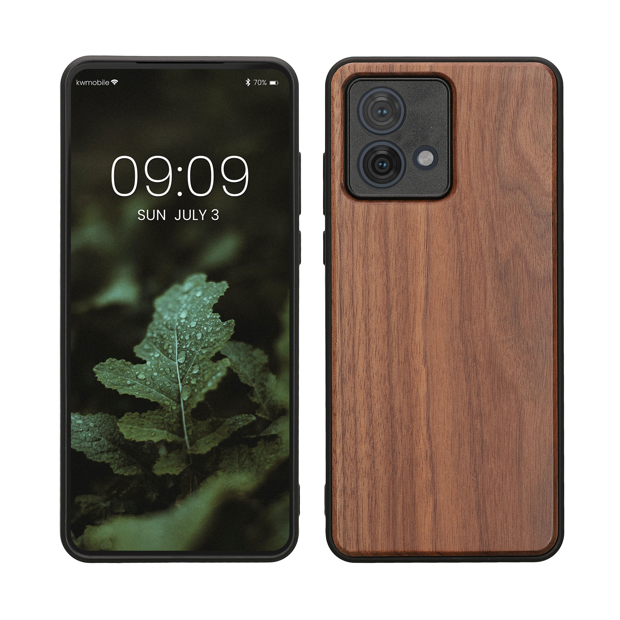 Kwmobile Dřevěný kryt Motorola Moto G84 5G tmavě hnědá