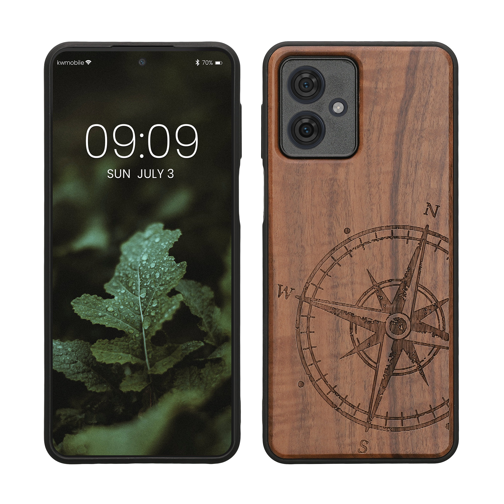 Dřevěný kryt kwmobile pro Motorola Moto G54 5G - Tmavě hnědá