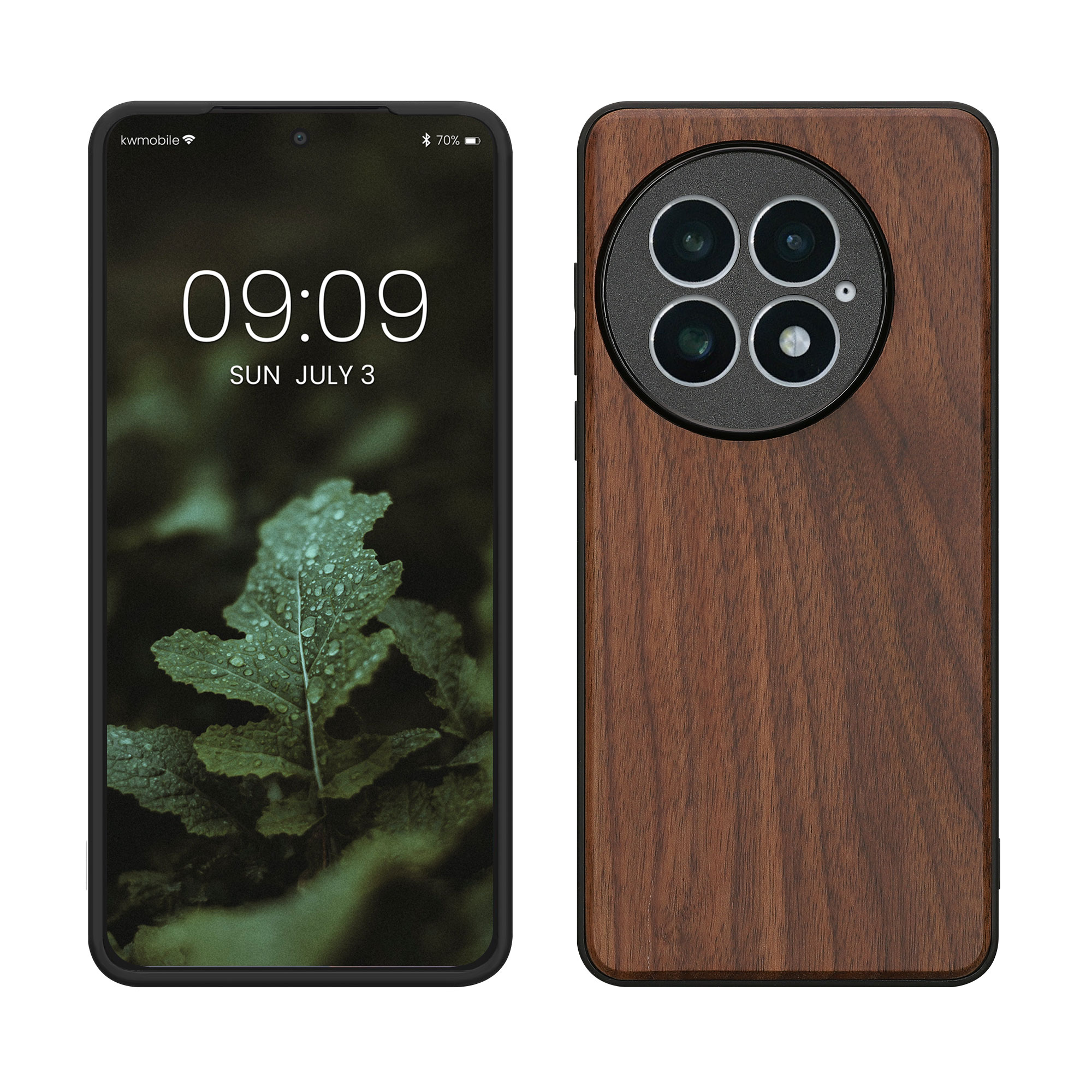 Kryt na mobil OnePlus 13 kwmobile dřevěný tmavě hnědá
