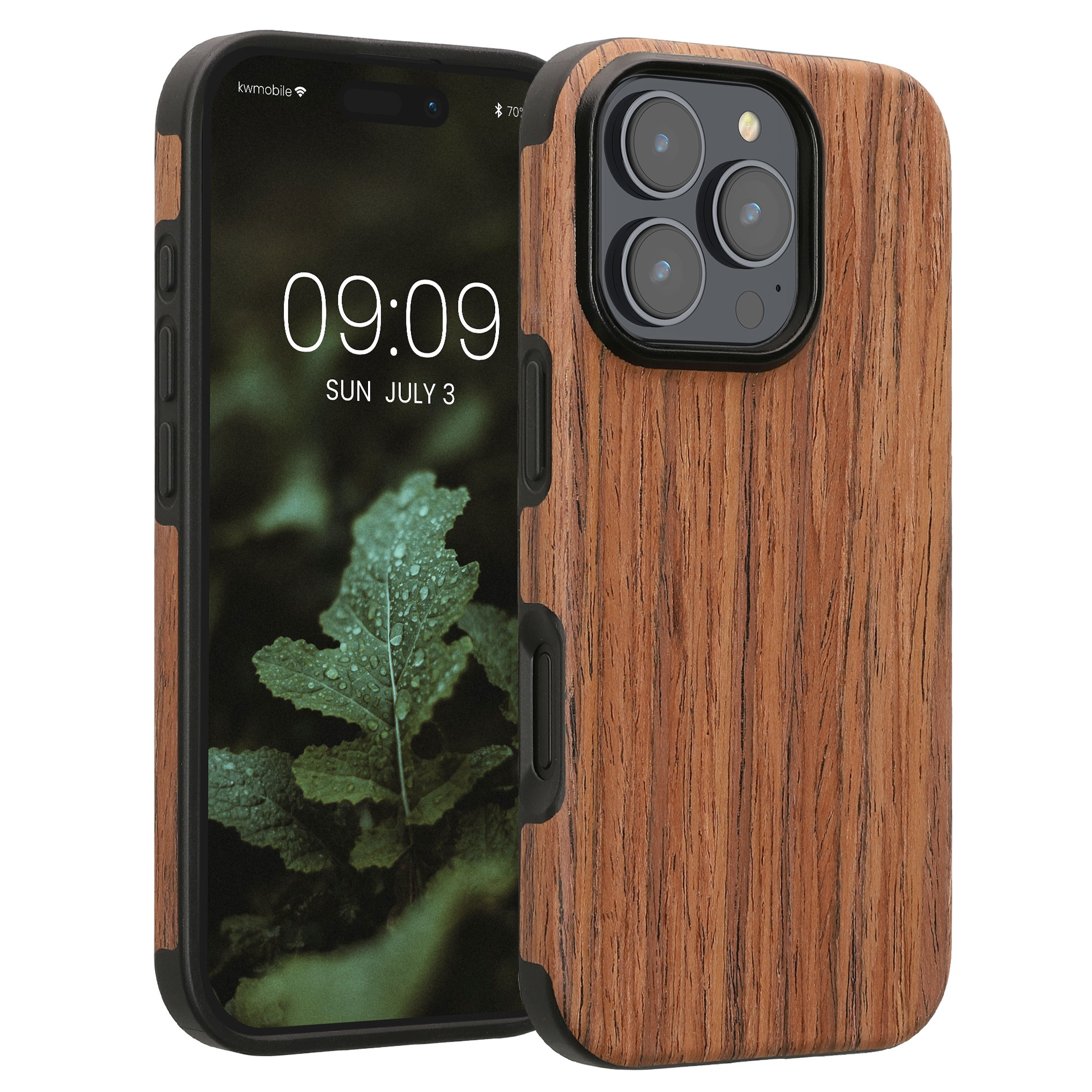 Dřevěný kryt na mobil Apple iPhone 16 Pro kwmobile - hnědá