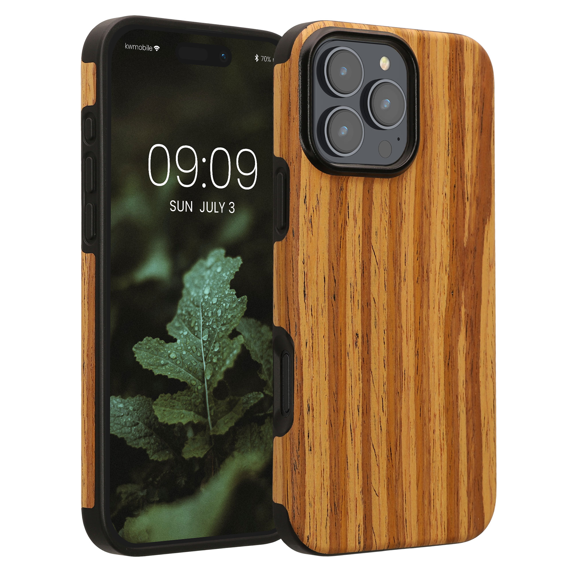 Pouzdro s dřevěným vzhledem pro Apple iPhone 16 Pro Max kwmobile dřevěné - dřevěný vzor, vintage hnědá