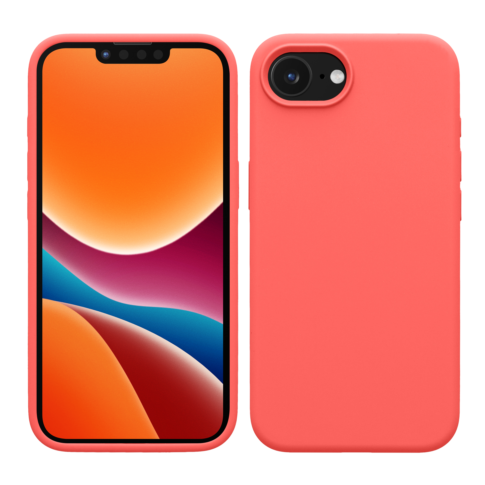 Silikonový kryt Kwmobile pro iPhone 17e / 16e - wireless charging neon coral