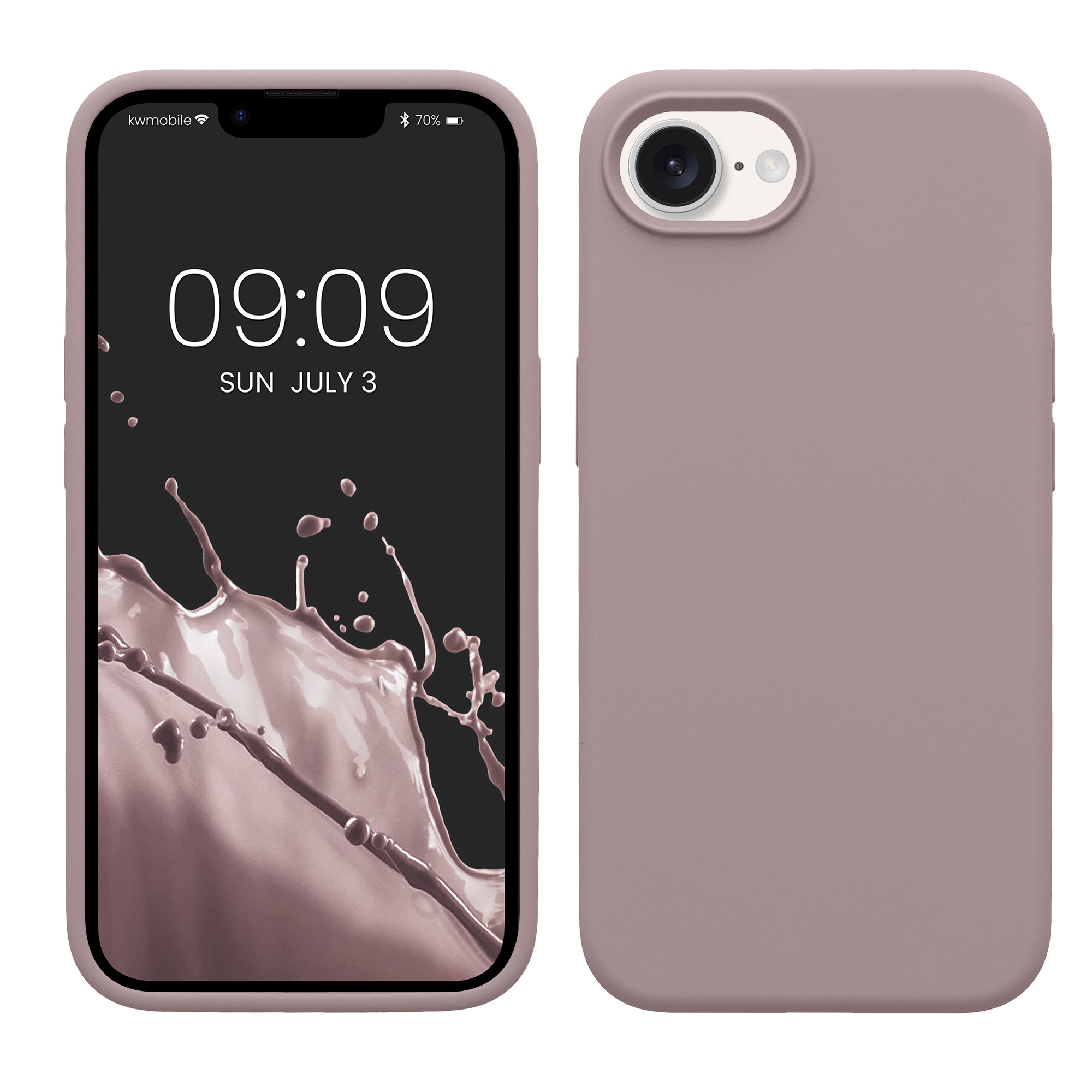 Silikonový kryt Kwmobile pro iPhone 17e / 16e - wireless charging nude lilac