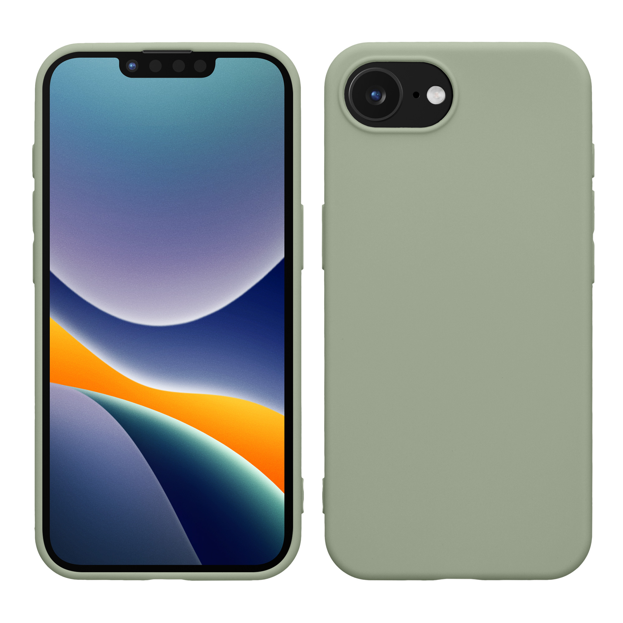 Silikonový kryt kwmobile pro Apple iPhone 17e / iPhone 16e - zelená, šedá