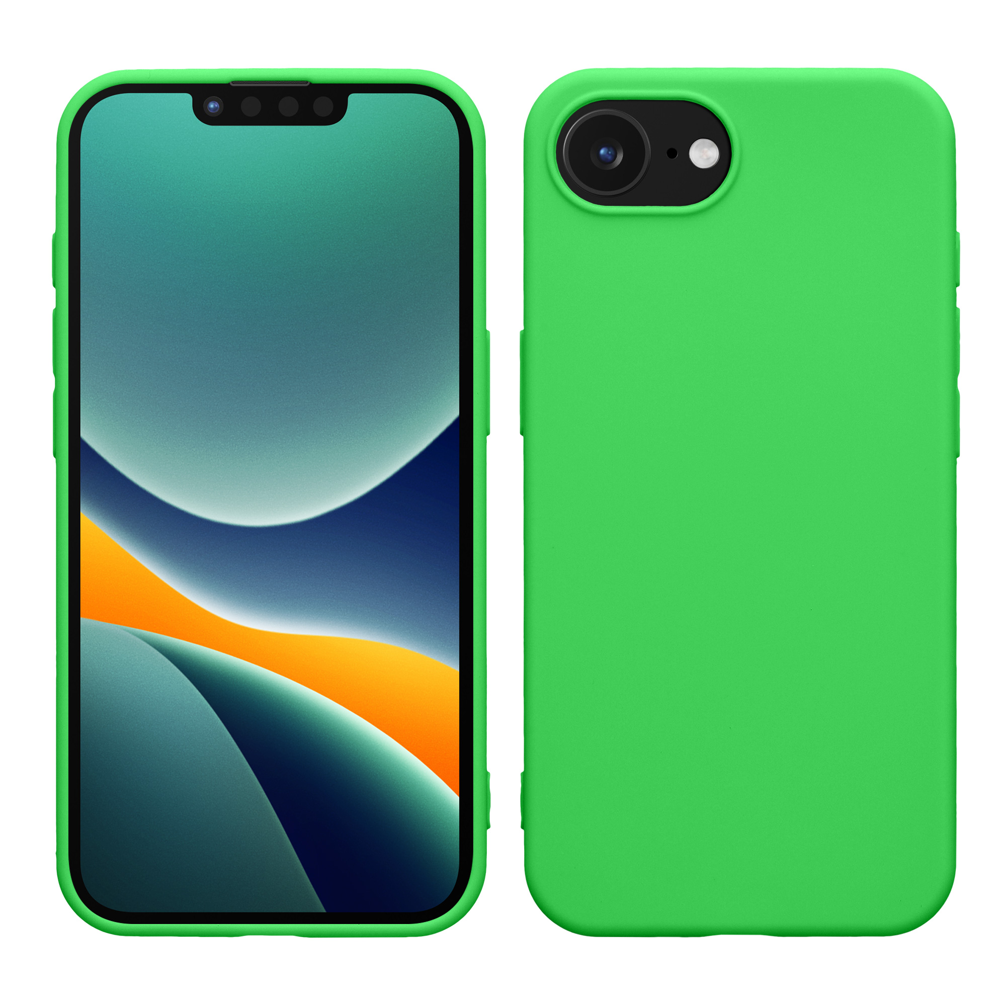 Silikonový kryt Kwmobile pro iPhone 17e / 16e - neonově zelená