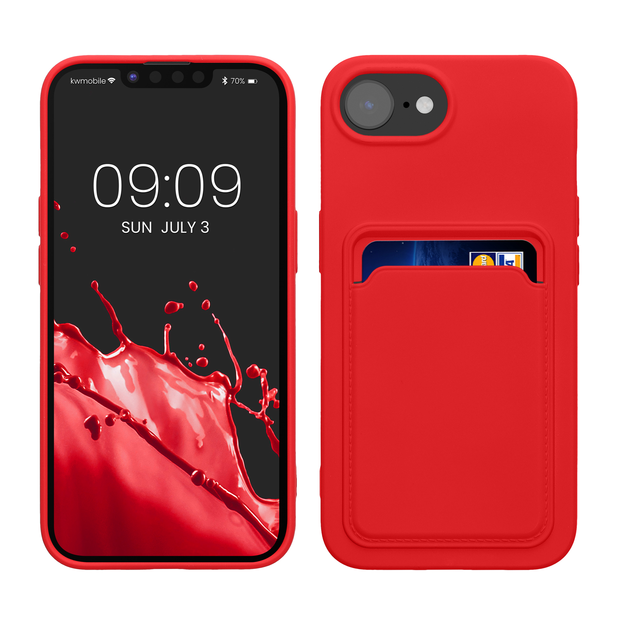 Kryt s držákem karty Kwmobile pro iPhone 17e / 16e - červená