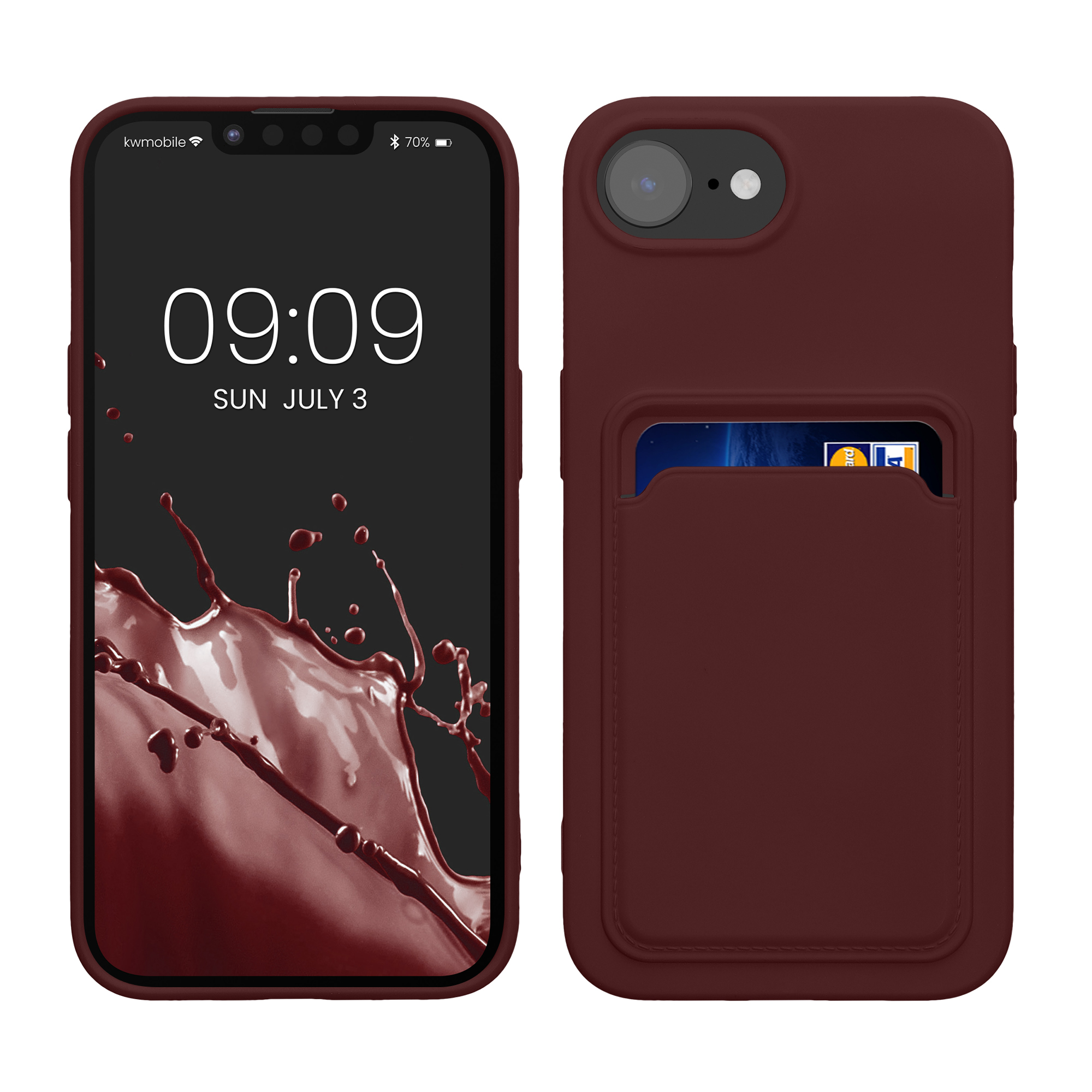 Kryt s držákem karty Kwmobile pro iPhone 17e / 16e - tawny red