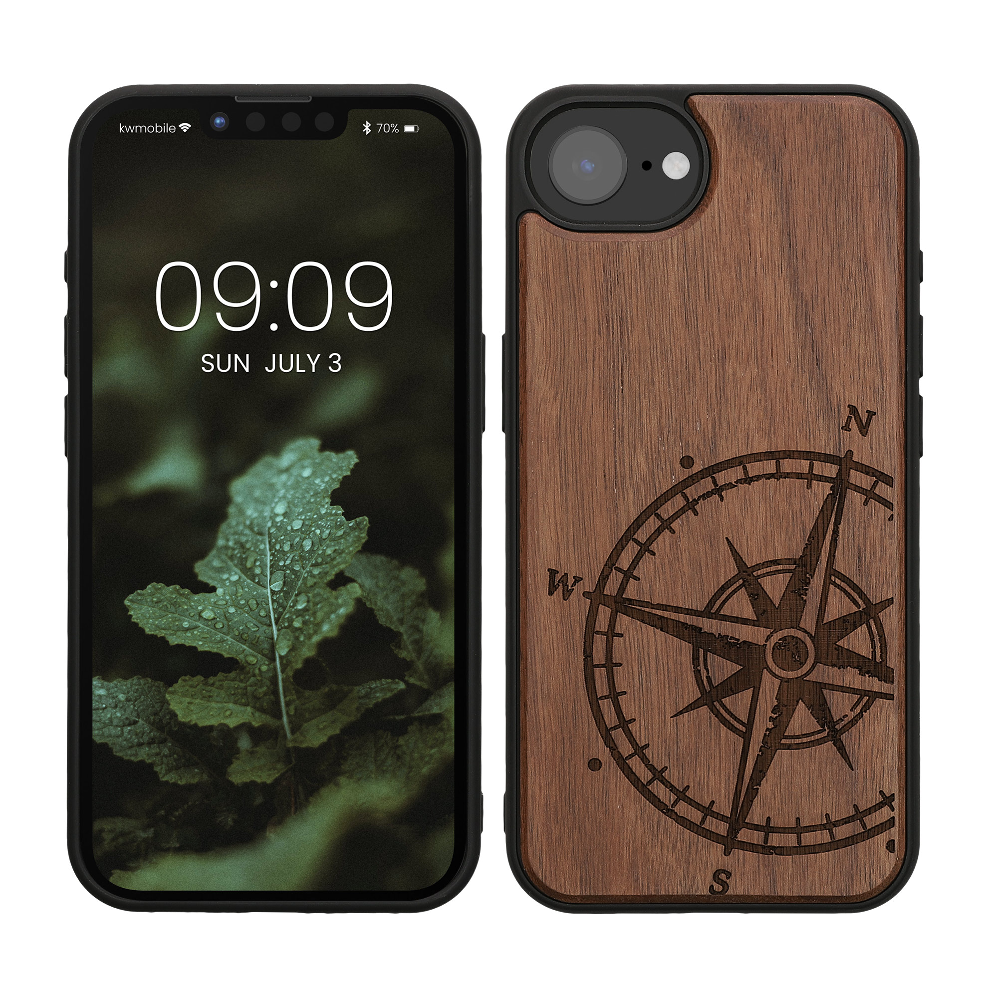 Dřevěné pouzdro pro Apple iPhone 17e / iPhone 16e kwmobile - tvrdý obal v tmavě hnědé barvě