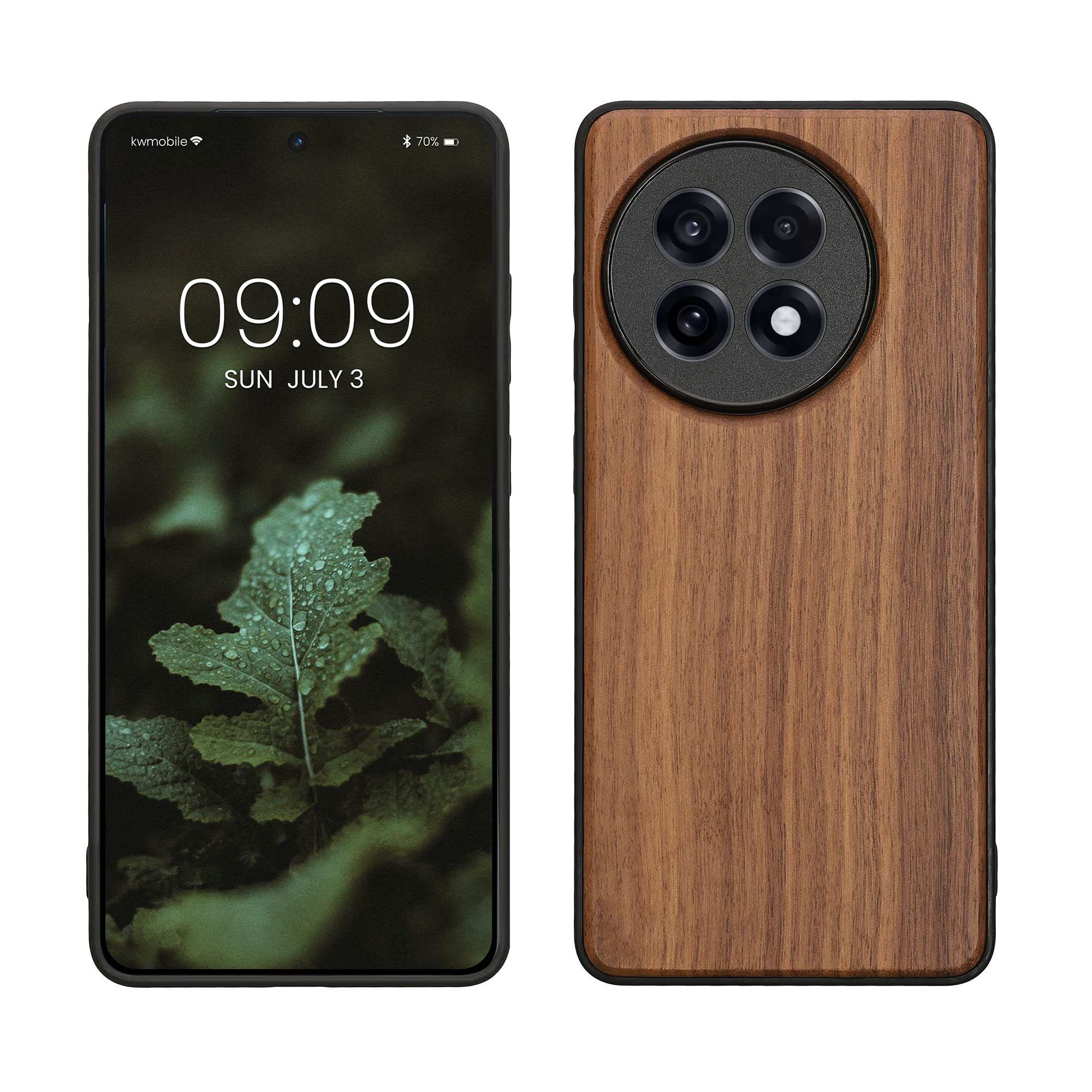 Kryt na mobil OnePlus 13R kwmobile Wood Case tmavě hnědá
