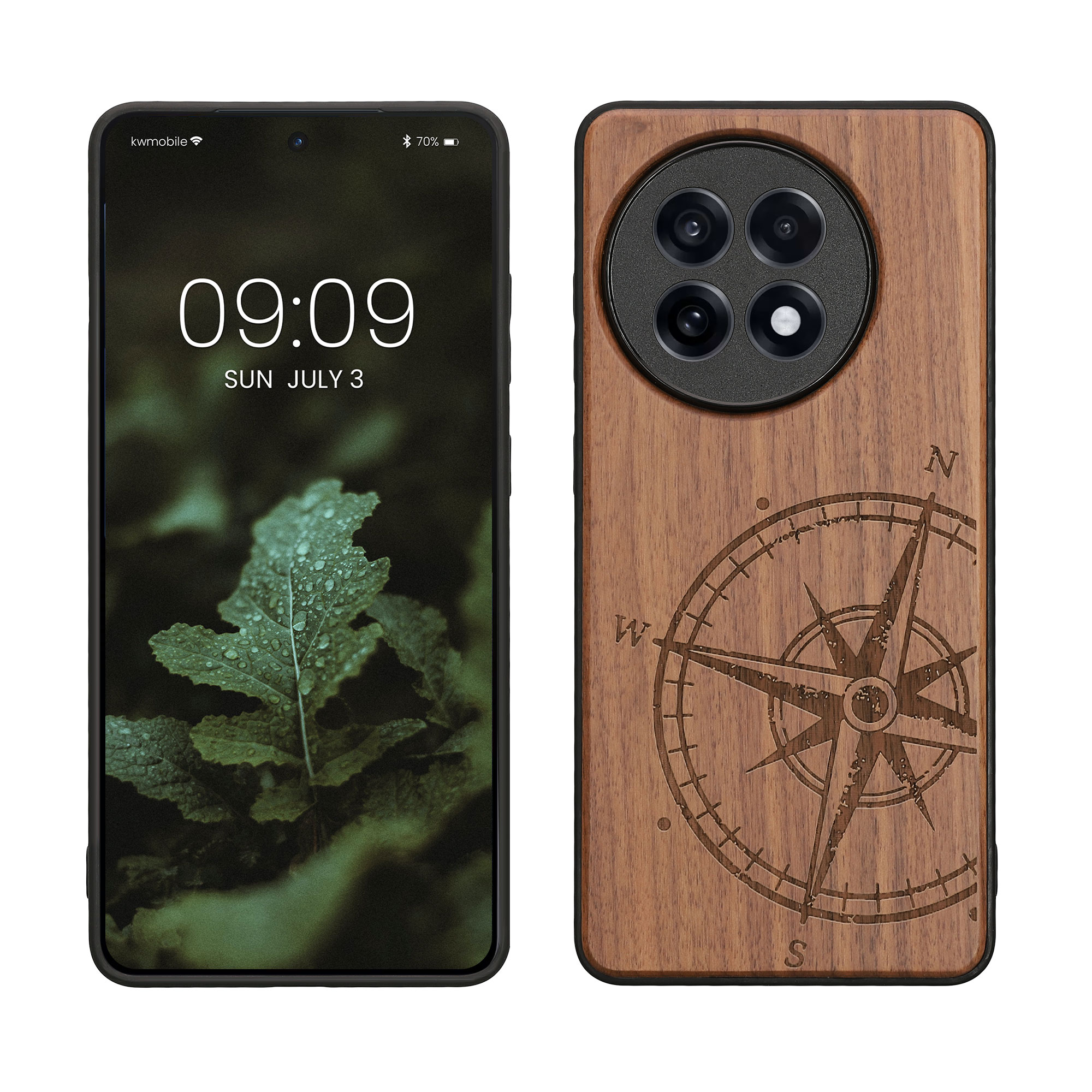 Kryt na mobil OnePlus 13R kwmobile Wood Case tmavě hnědá