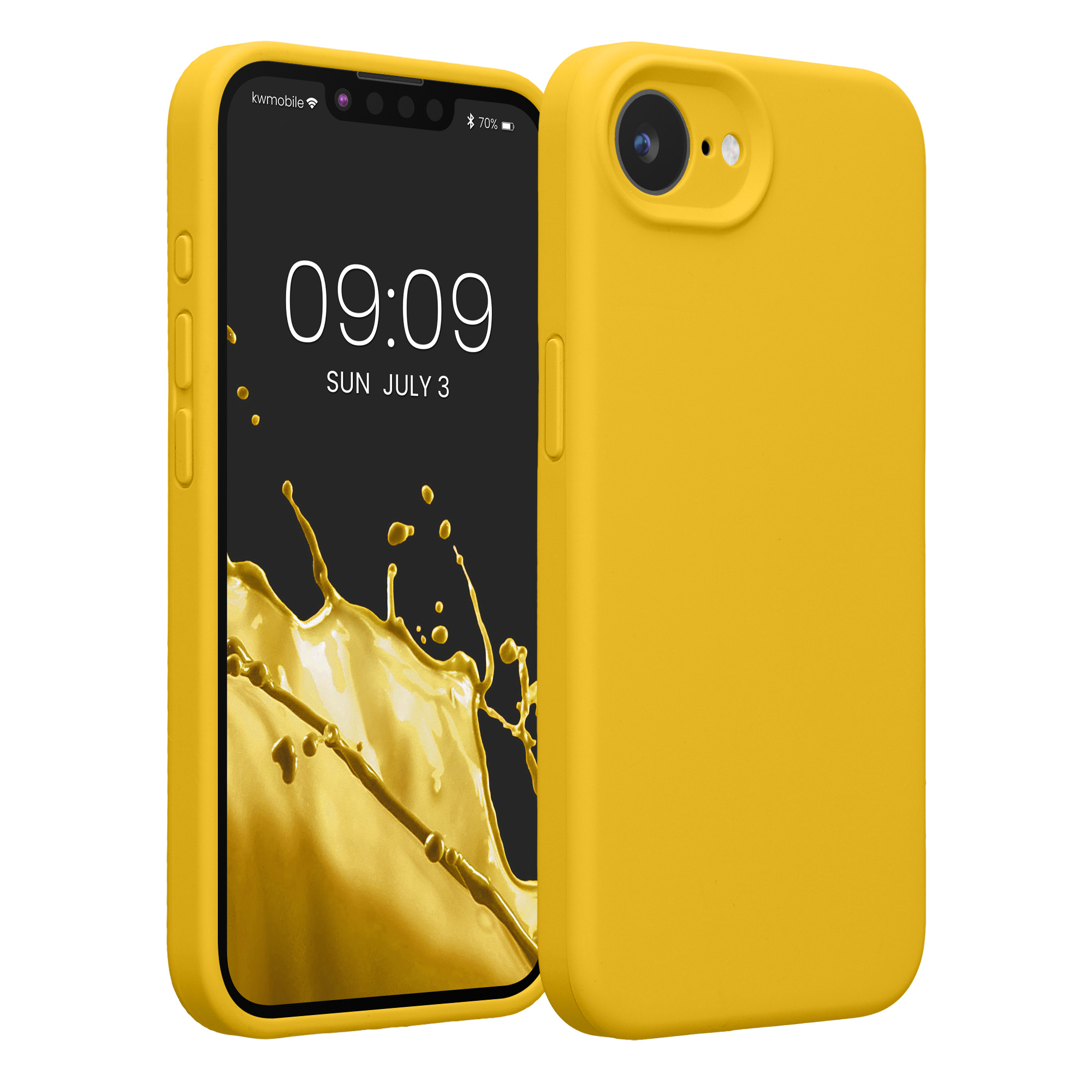 Silikonový kryt Kwmobile pro iPhone 17e / 16e - zářivě žlutá