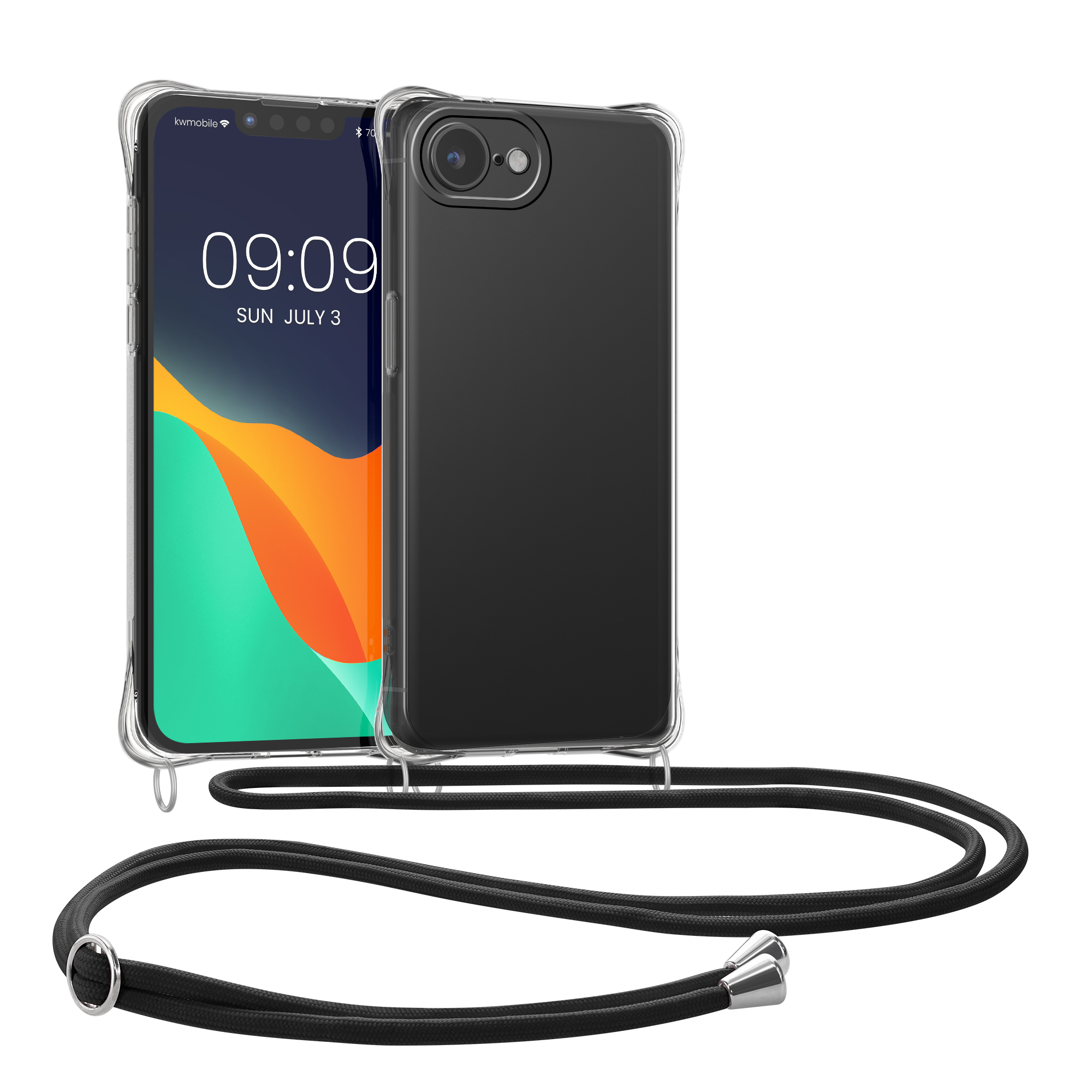 Crossbody kryt Kwmobile pro iPhone 17e / 16e - černá / transparentní