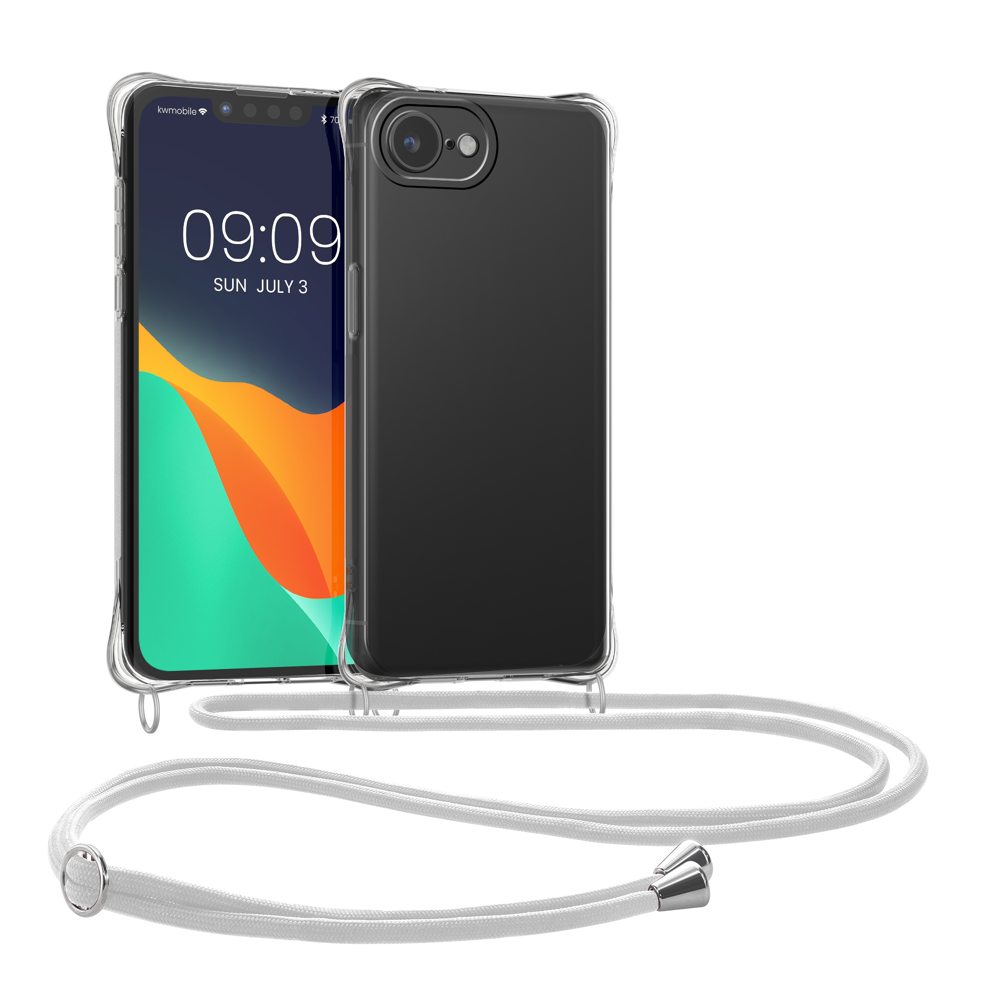 Crossbody pouzdro kwmobile pro Apple iPhone 17e / iPhone 16e - transparentní, bílá