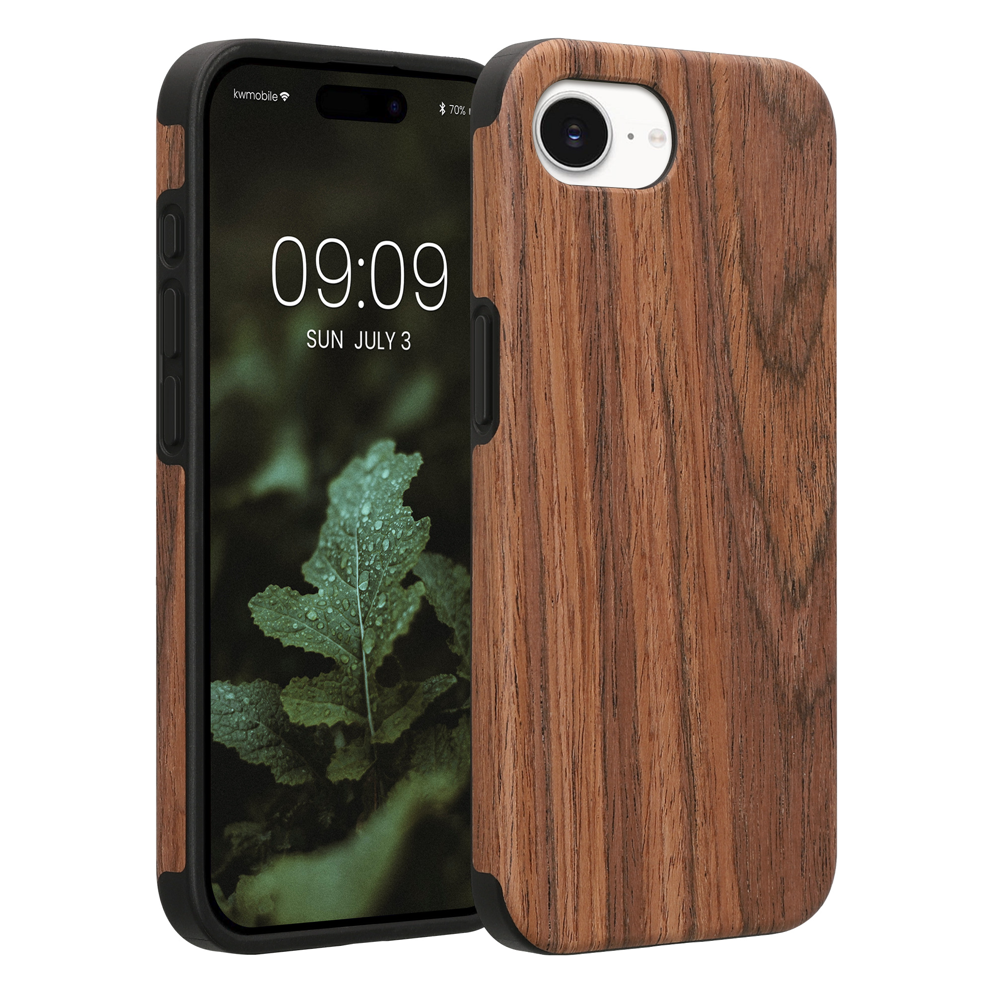 Pouzdro s dřevěným vzhledem pro Apple iPhone 17e / iPhone 16e kwmobile dřevěné - dřevěný vzor, hnědá