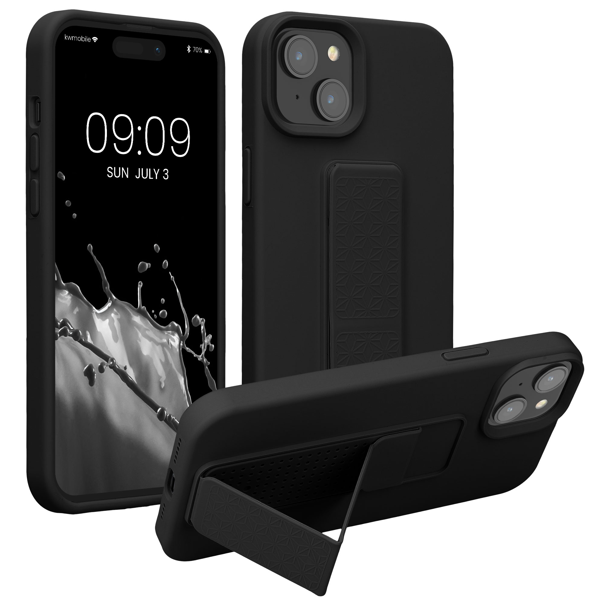 Kryt kwmobile s poutkem se stojánkem iPhone 15 Plus černá