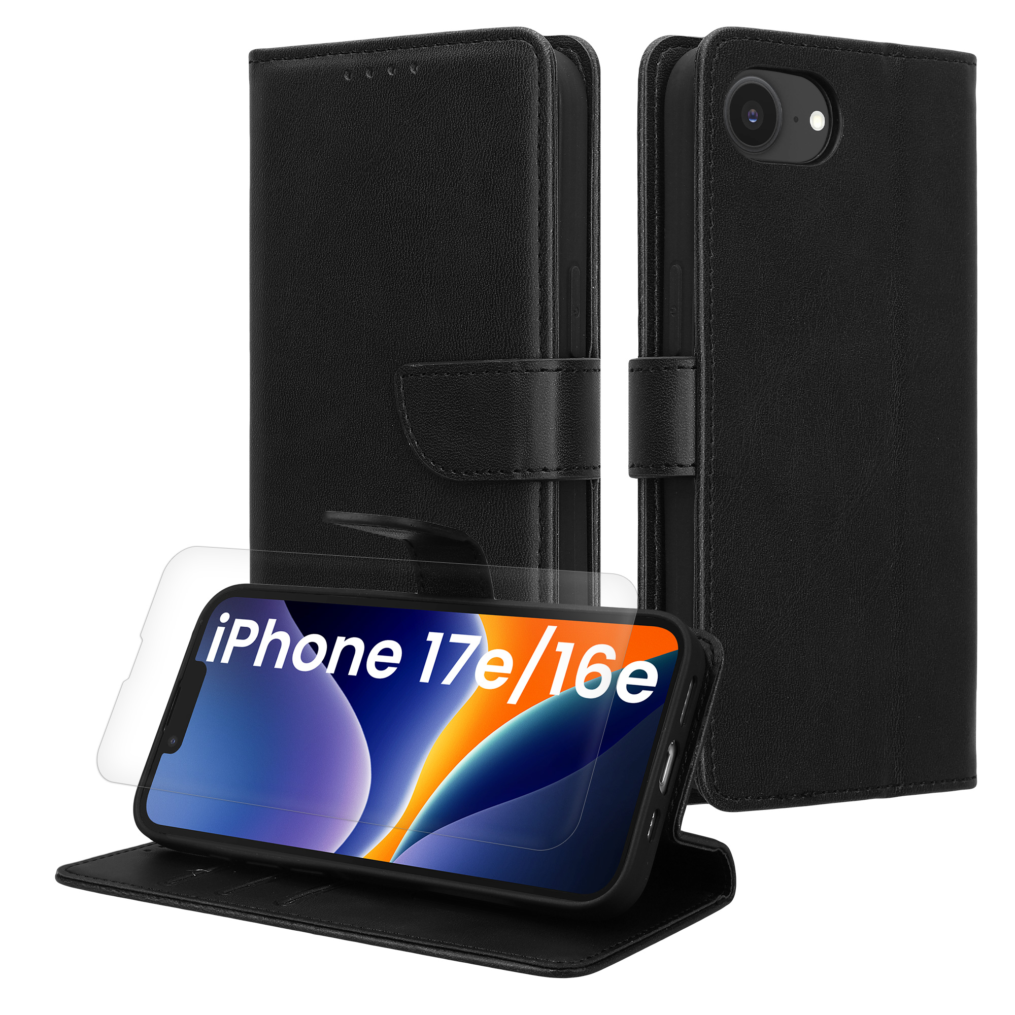 Flipové pouzdro kwmobile pro Apple iPhone 17e / iPhone 16e - černá