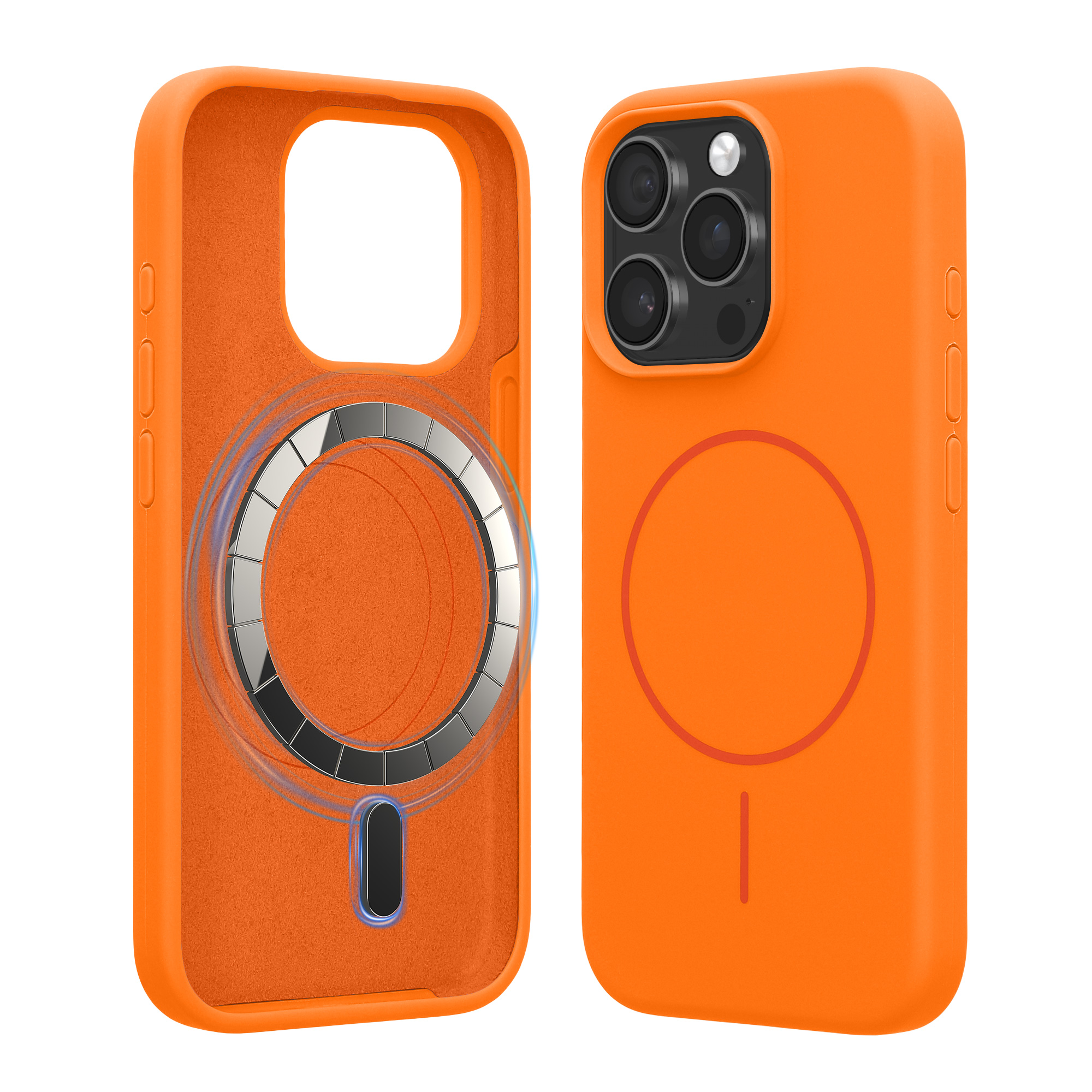 Magnetické silikonové pouzdro pro Apple iPhone 15 Pro kwmobile MagSafe - ovocná oranžová