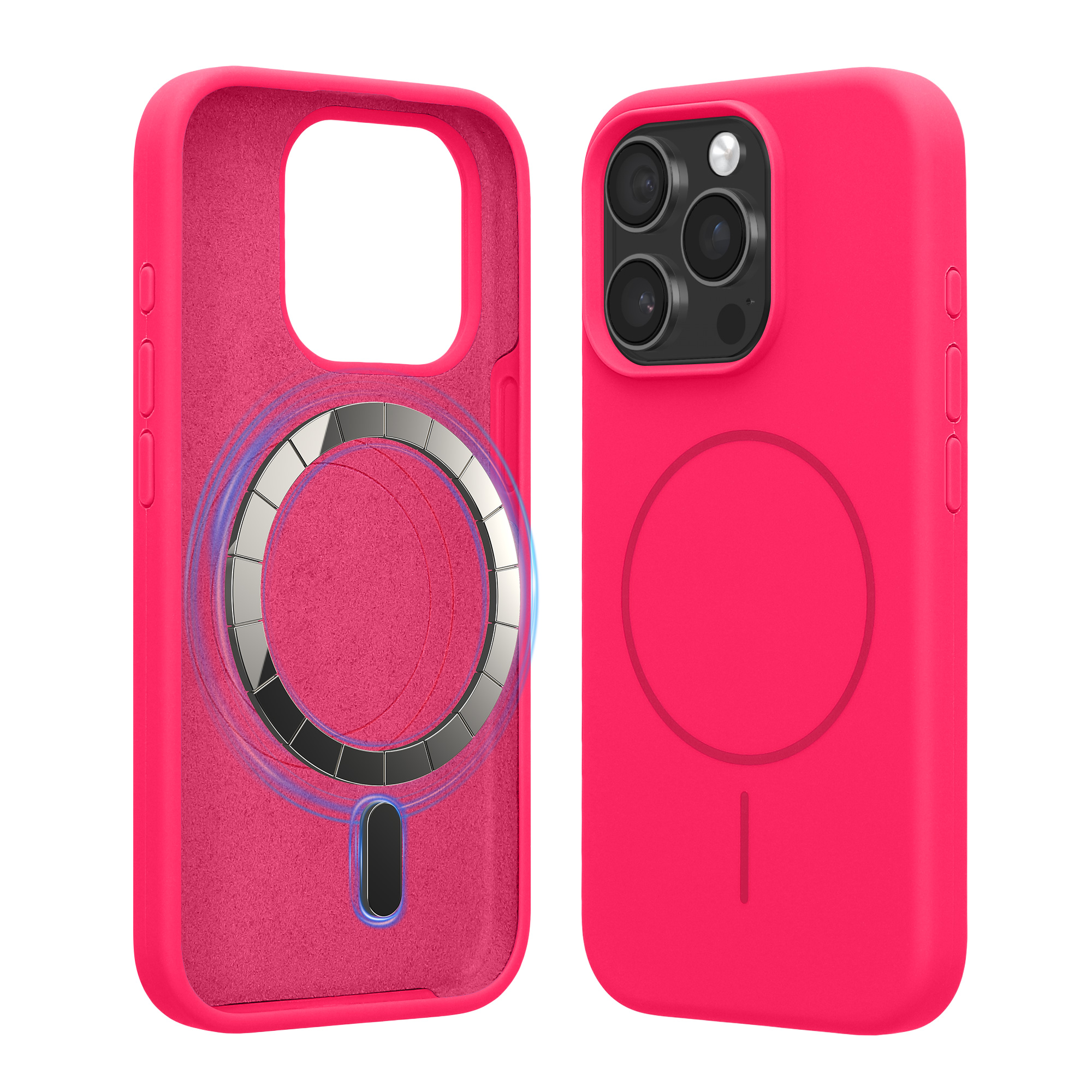 Magnetický kryt kwmobile pro iPhone 15 Pro - neonově růžová