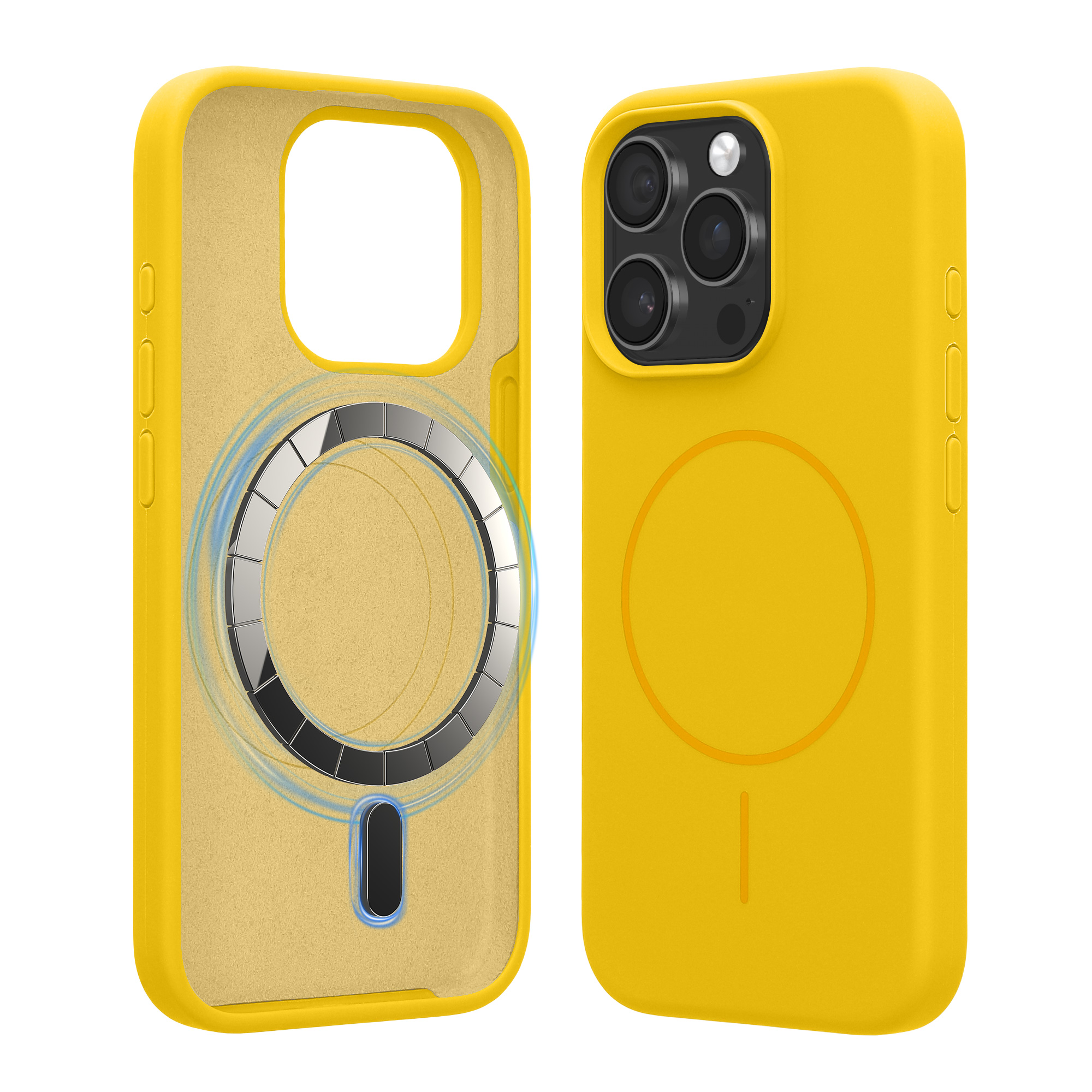 Magnetický kryt kwmobile pro iPhone 15 Pro - zářivě žlutá