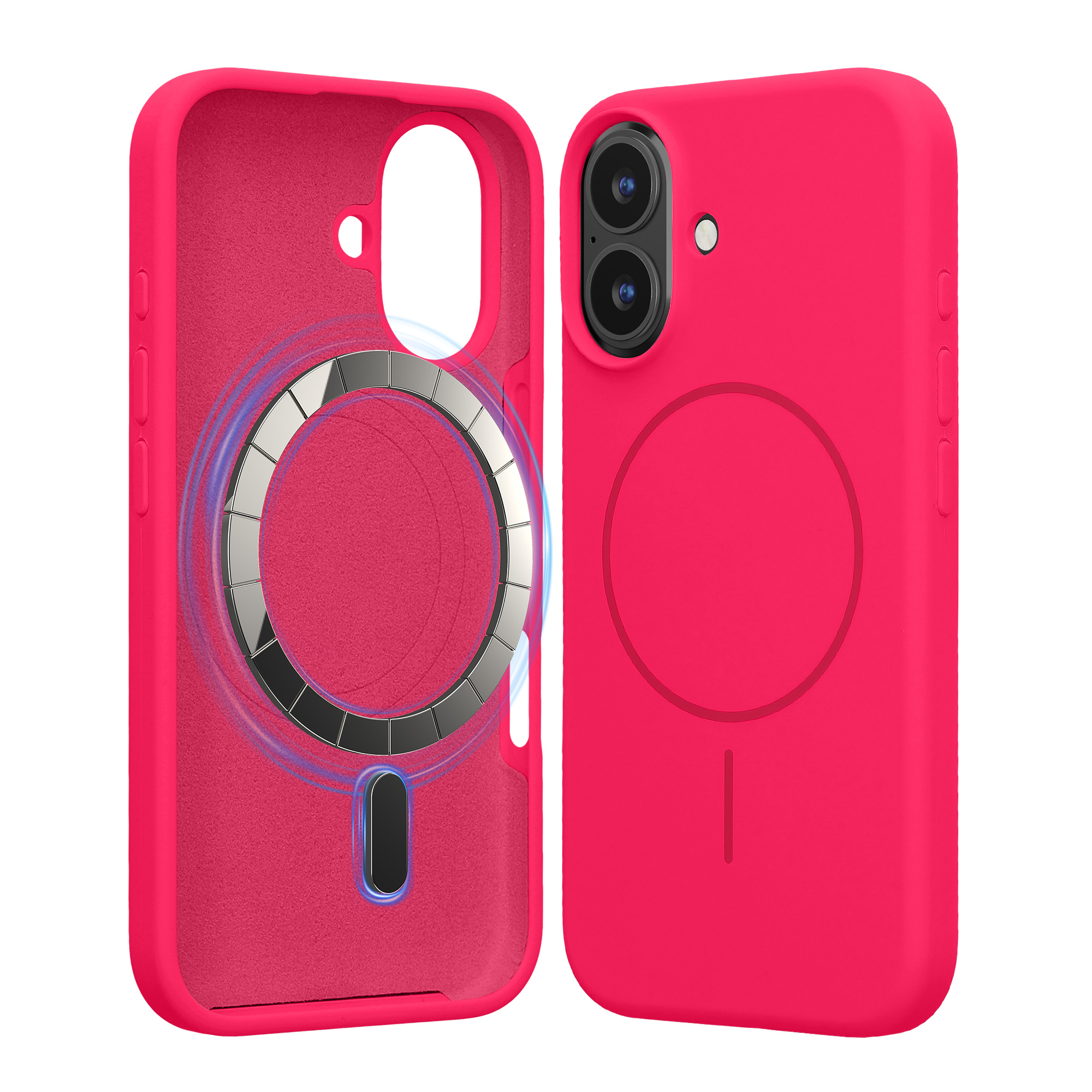 Magnetický kryt na mobil MagSafe Apple iPhone 16 kwmobile - neonově růžová
