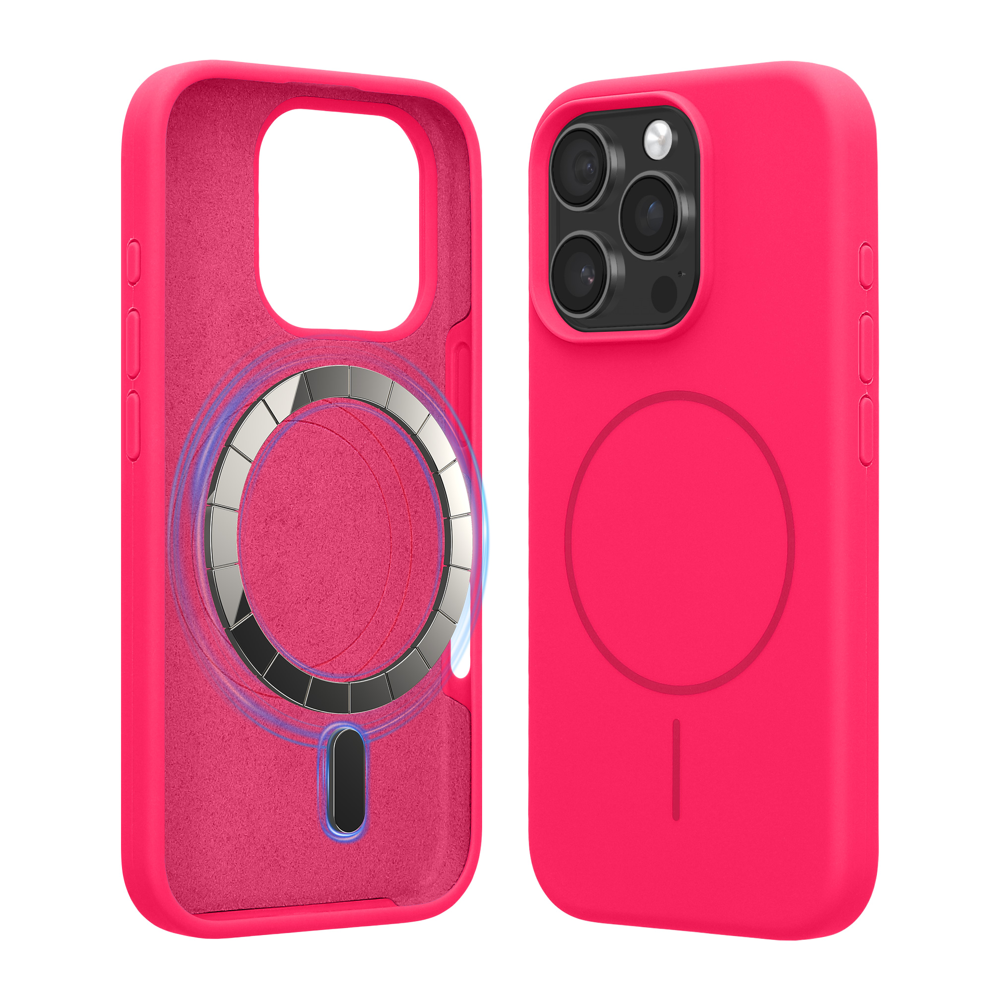 Magnetický kryt na mobil MagSafe Apple iPhone 16 Pro kwmobile - neonově růžová