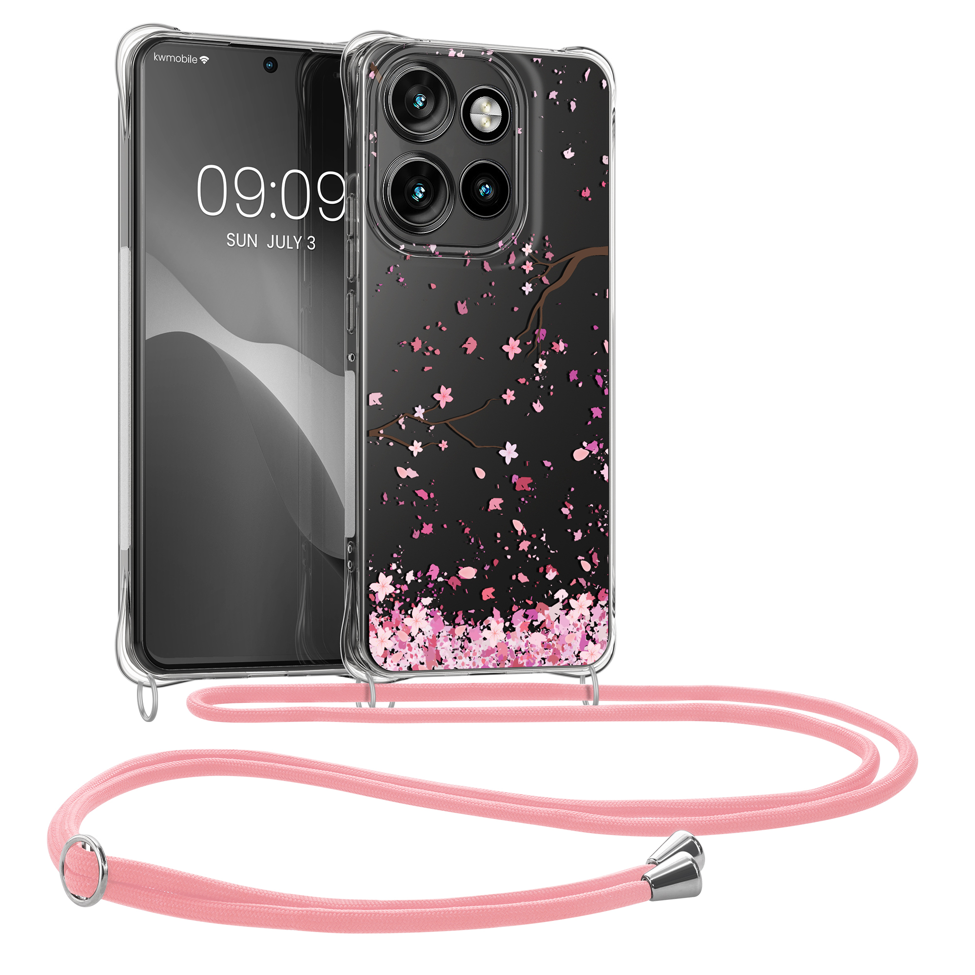 Crossbody kryt na mobil Motorola Edge 60 Neo / Edge 50 Neo / ThinkPhone 25 kwmobile se šňůrkou cherry blossoms 