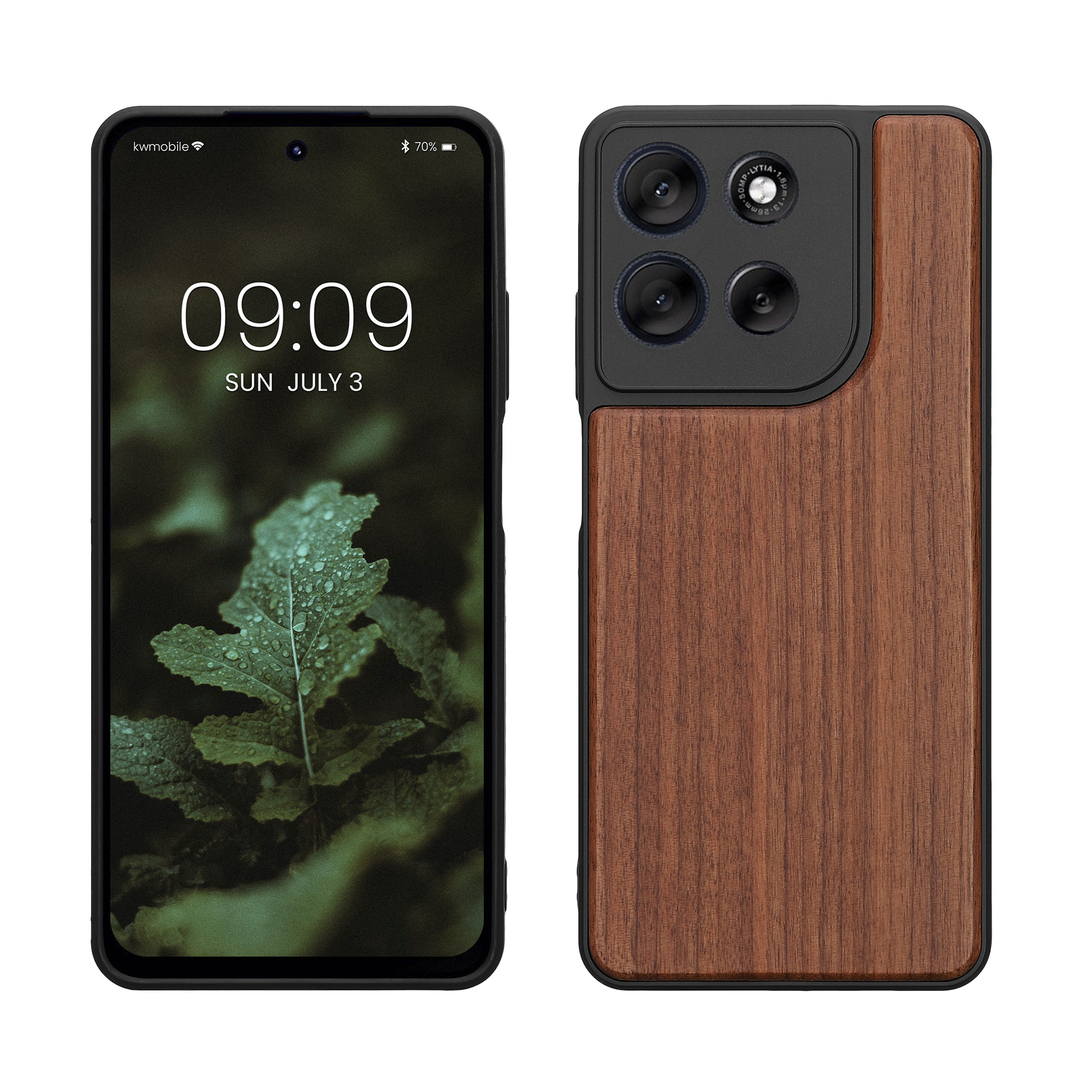 Dřevěný kryt kwmobile pro Motorola Moto G56 5G - Tmavě hnědá