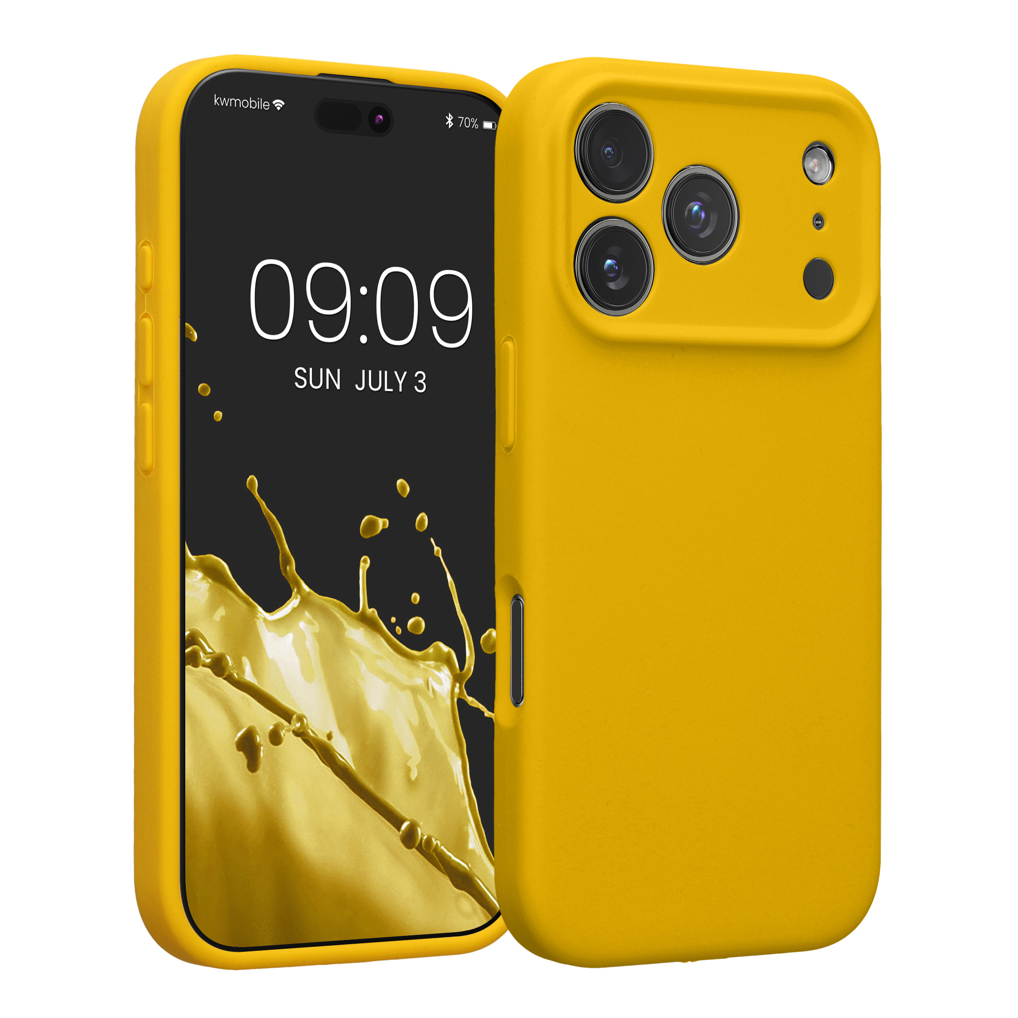 Silikonový kryt Kwmobile pro iPhone 17 Pro - zářivě žlutá