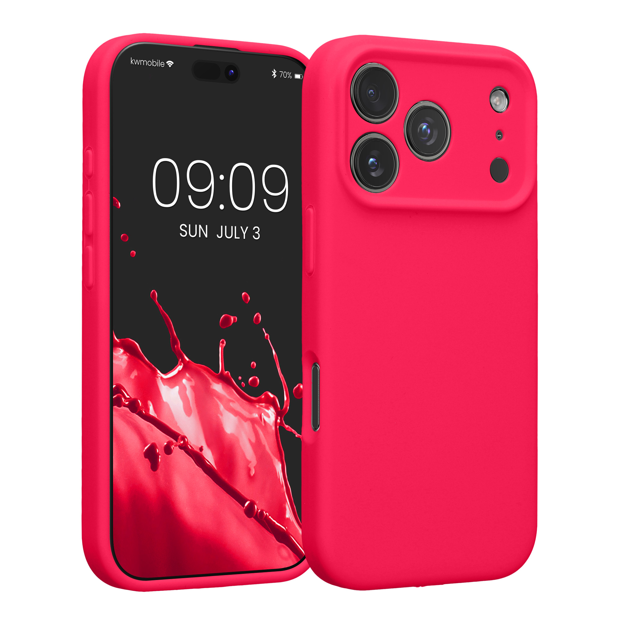 Silikonový kryt Kwmobile pro iPhone 17 Pro - neonově růžová