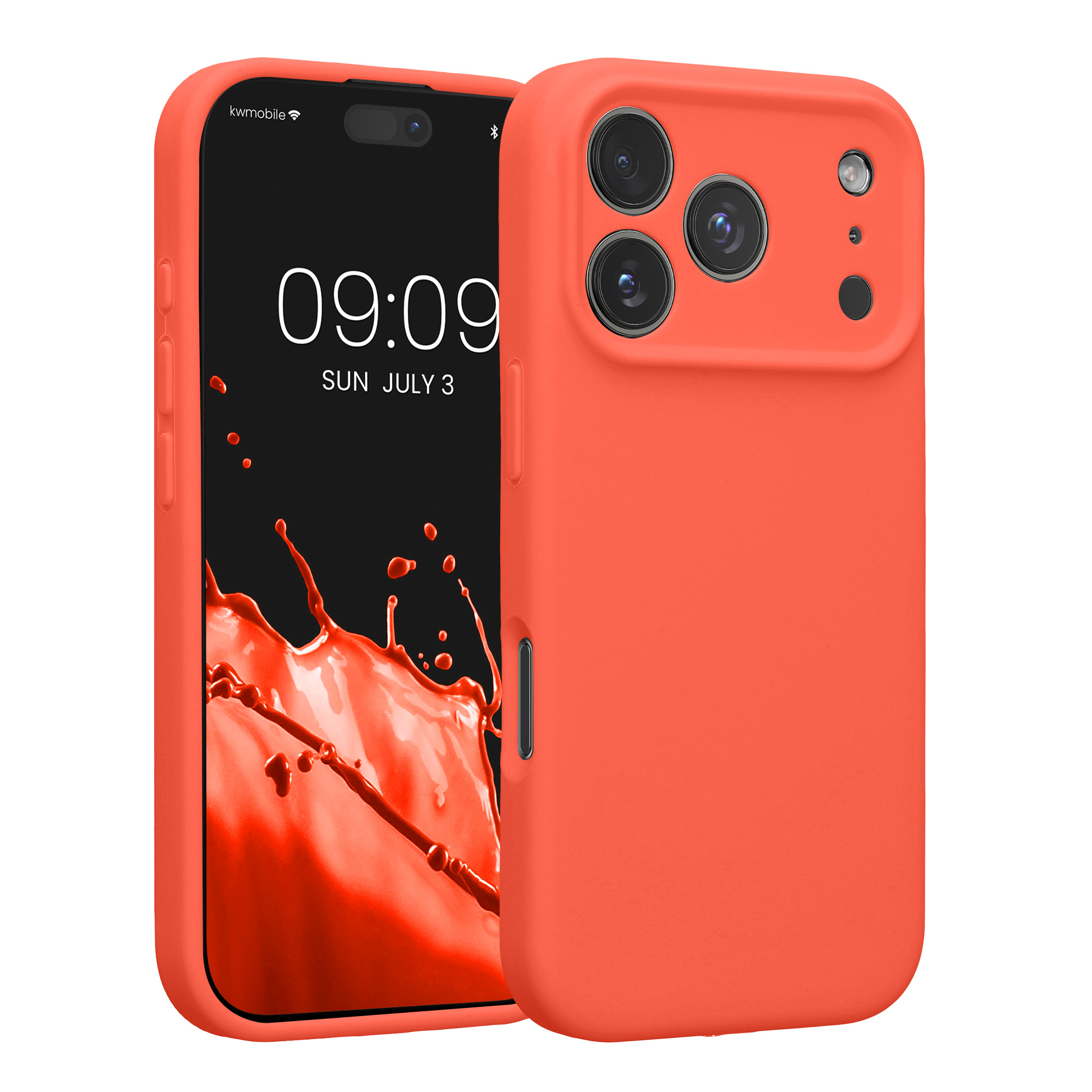 Silikonový kryt Kwmobile pro iPhone 17 Pro - neonově korálová