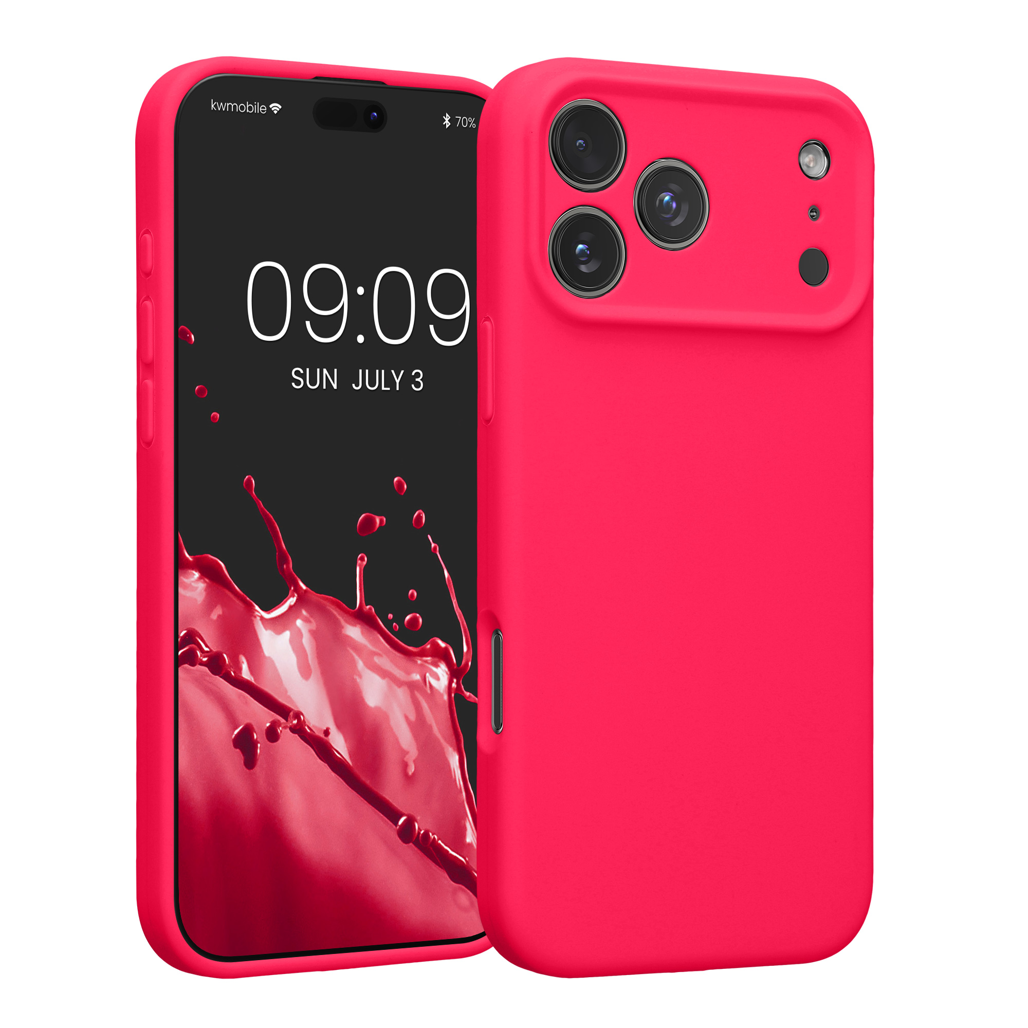 Silikonový kryt Kwmobile pro iPhone 17 Pro Max - neonově růžová