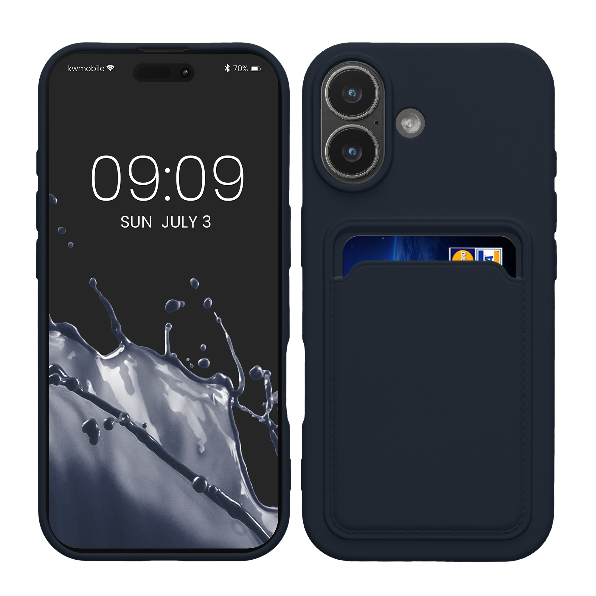 Kryt s držákem karty Kwmobile pro iPhone 17 - tmavě modrá
