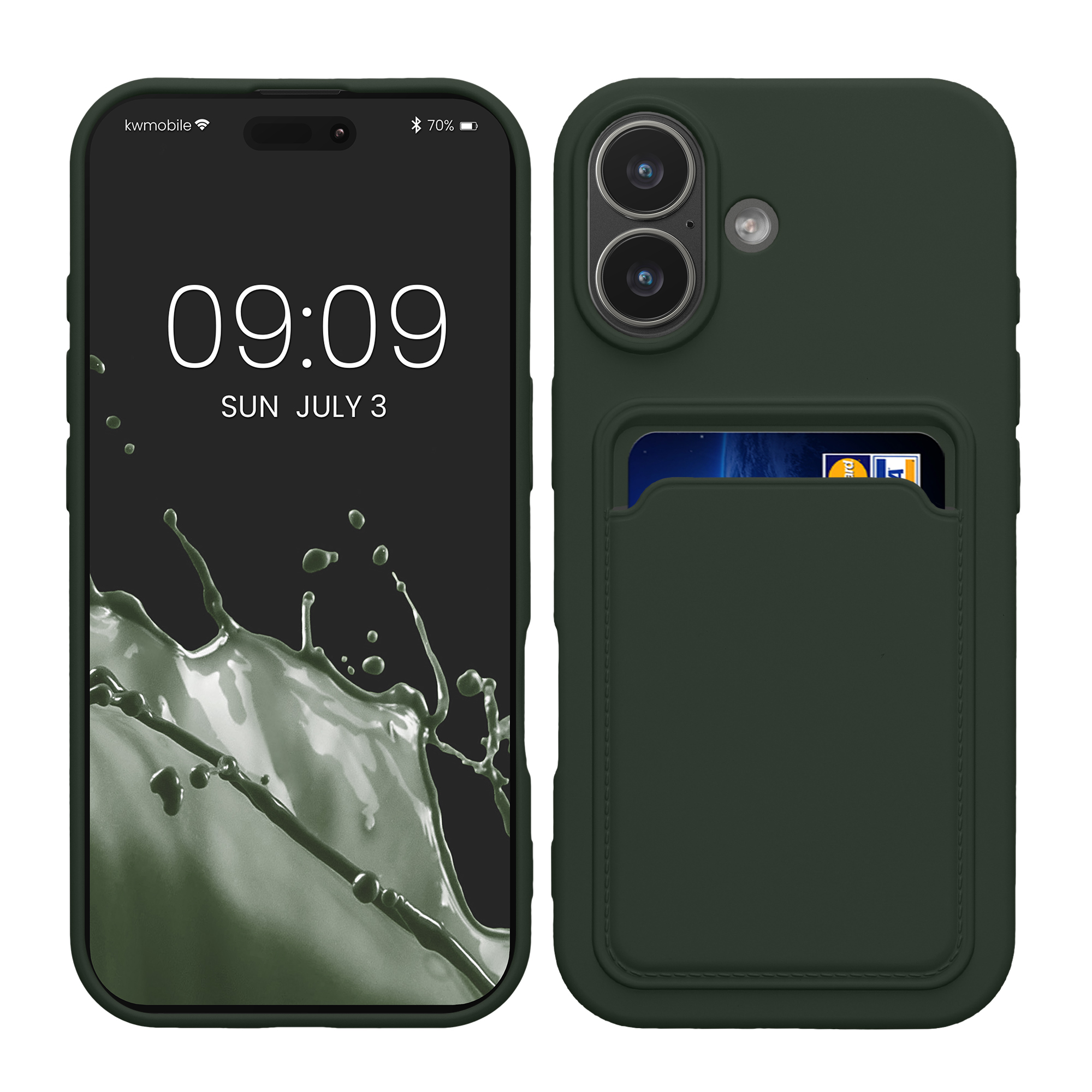 Kryt s držákem karty Kwmobile pro iPhone 17 - tmavě zelená