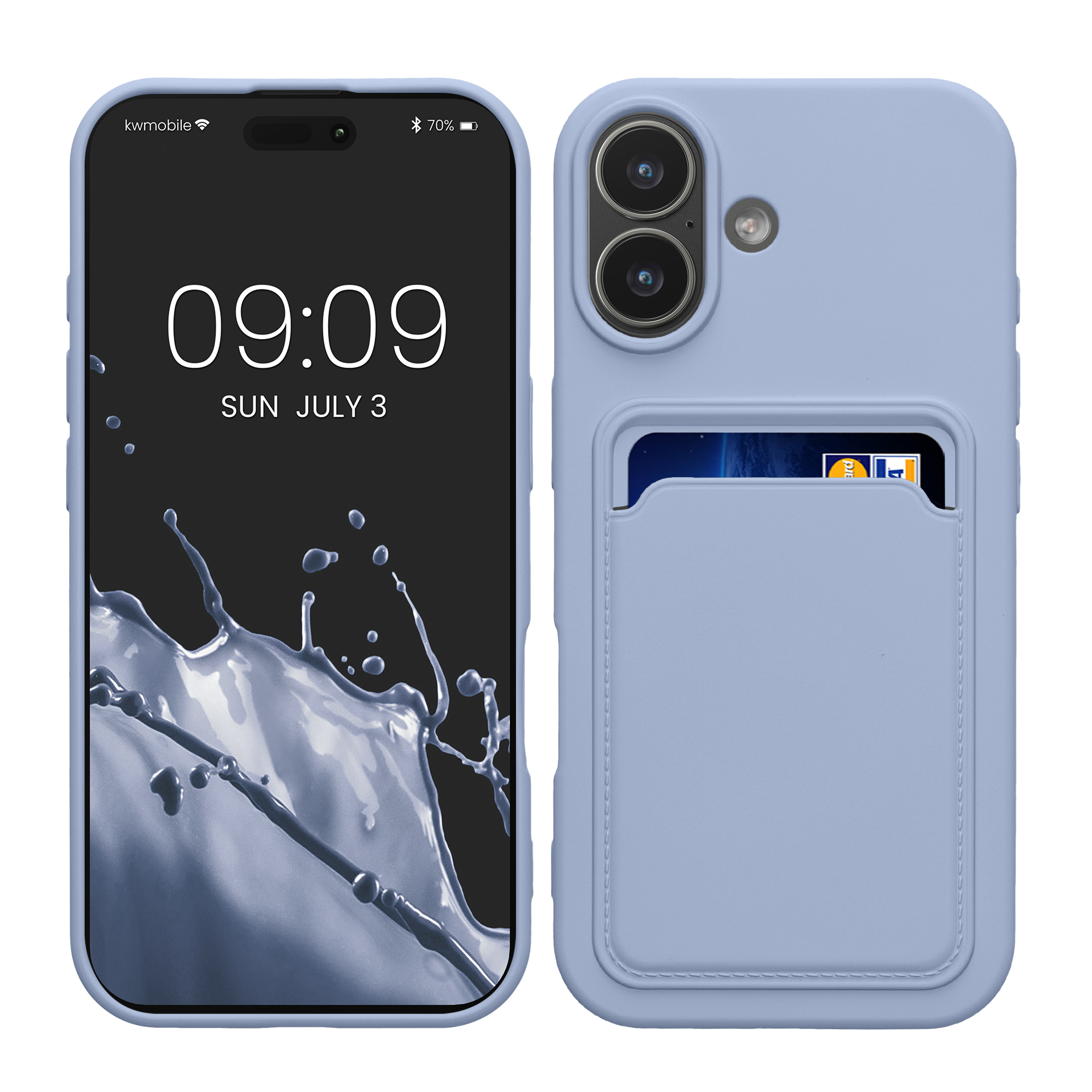 Kryt s držákem karty Kwmobile pro iPhone 17 - levandulová