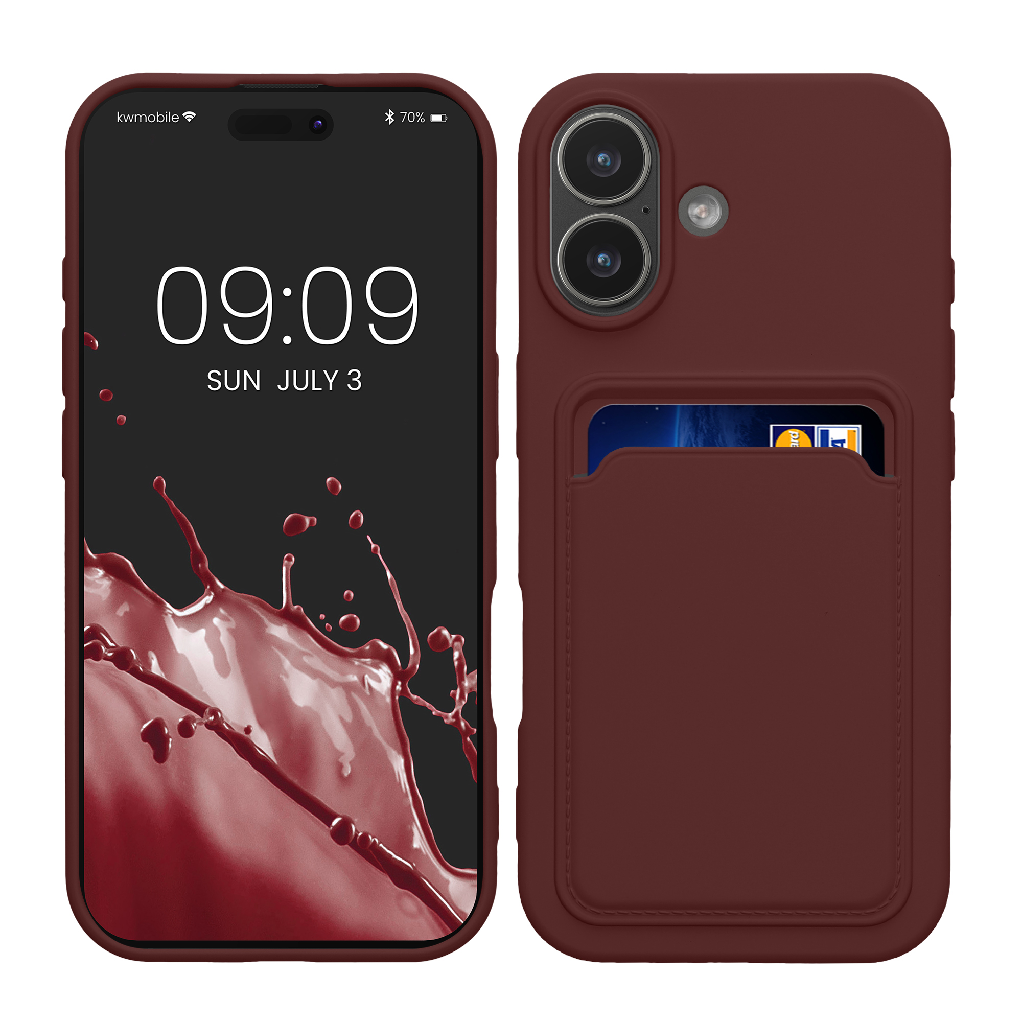 Pouzdro pro Apple iPhone 17 s přihrádkou na kartu kwmobile kapsa na kartu TPU - hnědočervená