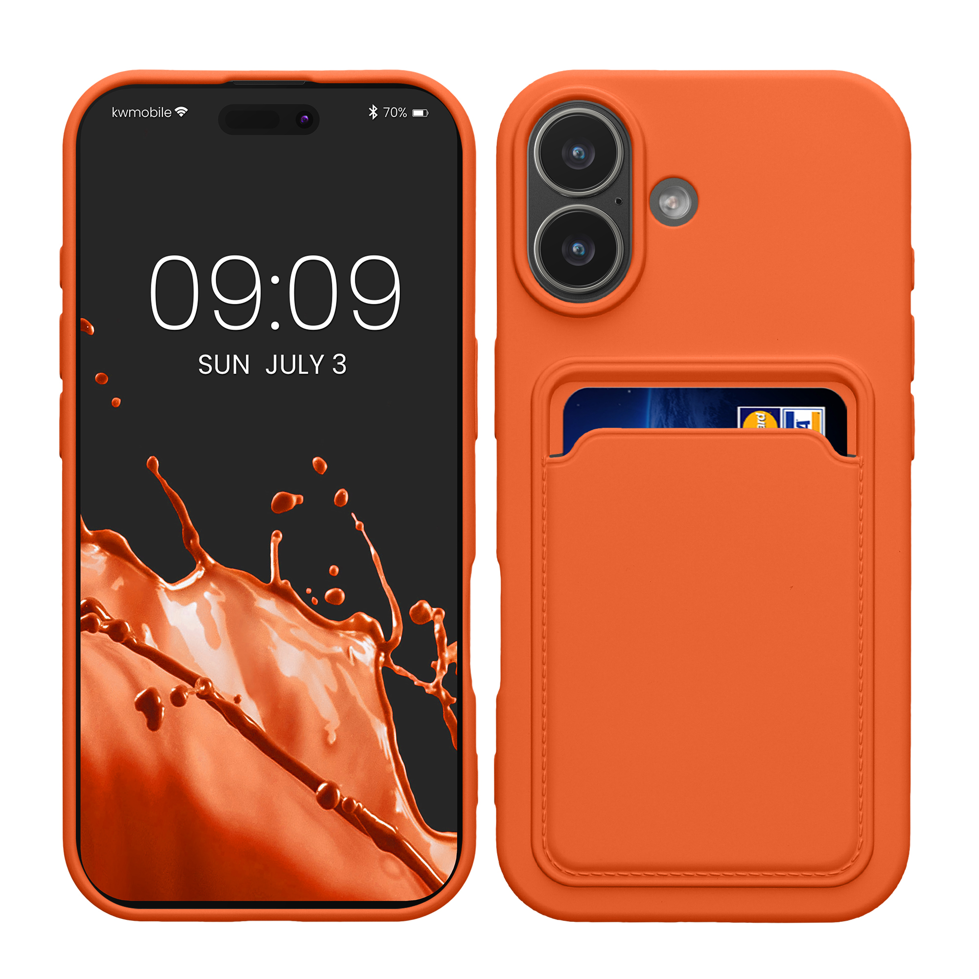 Kryt s držákem karty Kwmobile pro iPhone 17 - oranžová