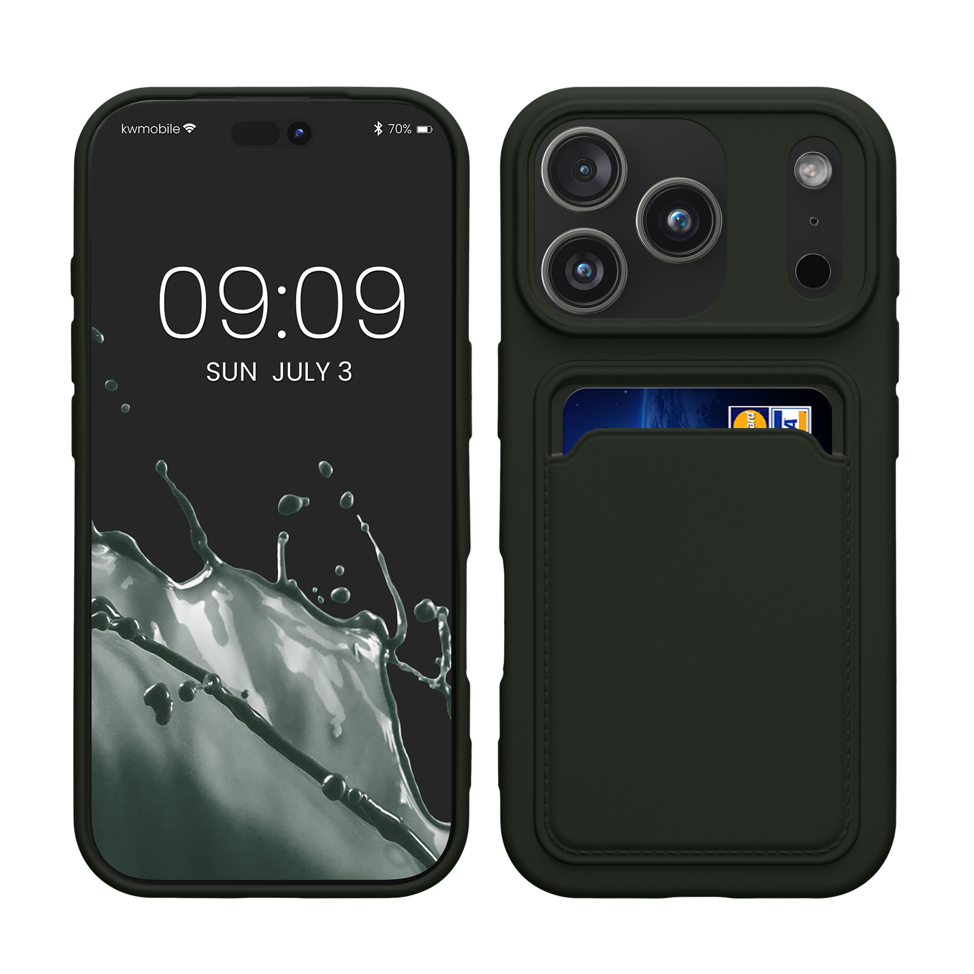 Kryt s držákem karty Kwmobile pro iPhone 17 Pro - tmavě zelená