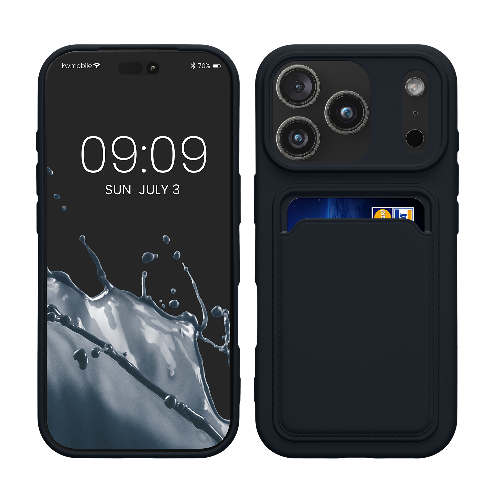 Kryt s držákem karty Kwmobile pro iPhone 17 Pro - tmavě modrá