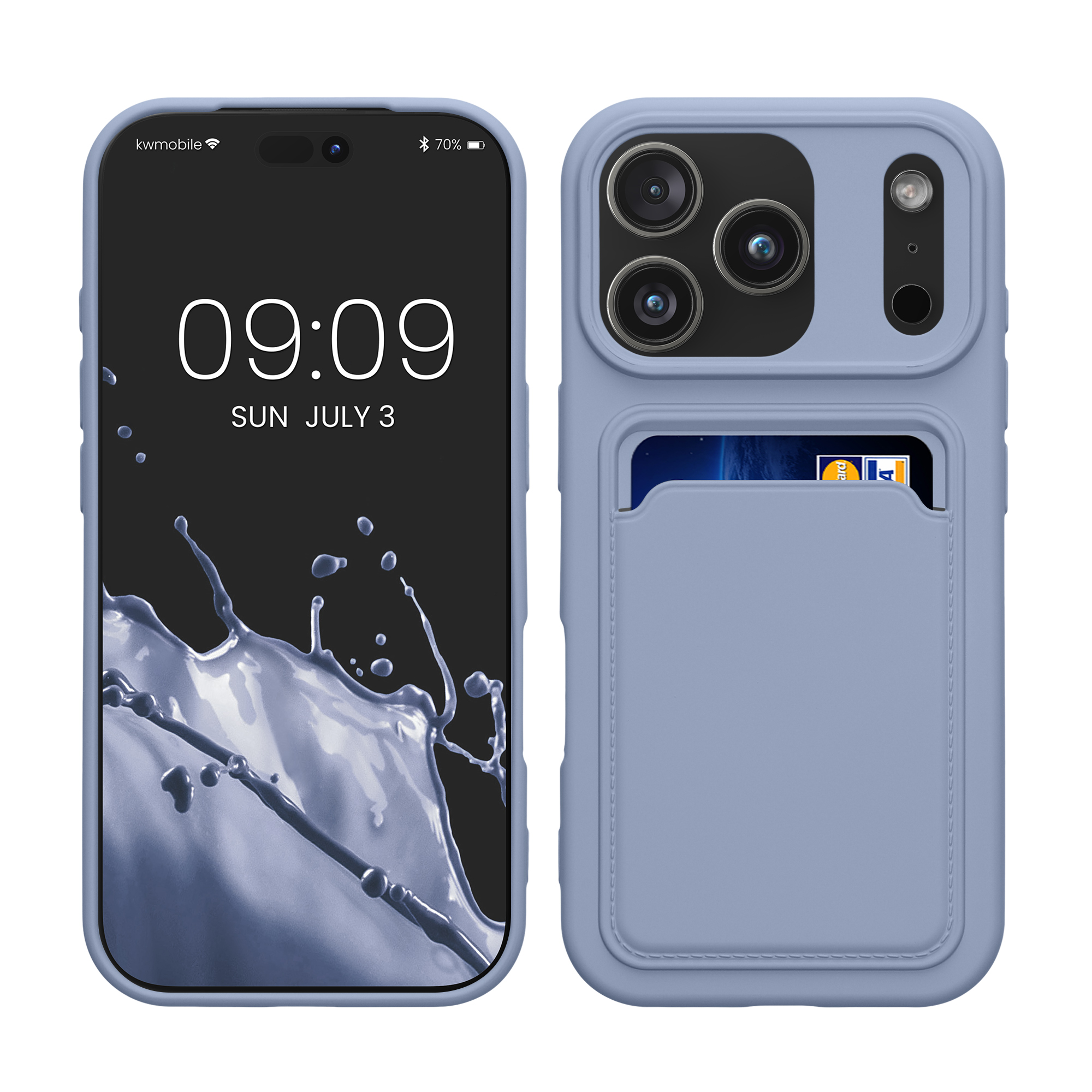 Kryt s držákem karty Kwmobile pro iPhone 17 Pro - levandulová