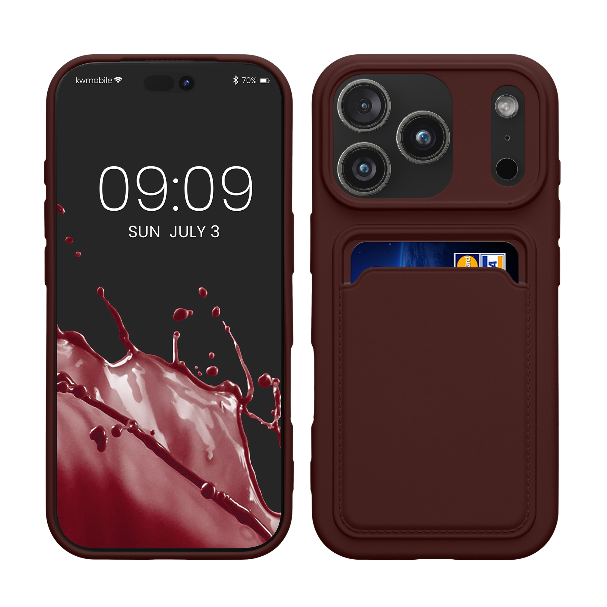 Kryt s držákem karty Kwmobile pro iPhone 17 Pro - tawny red