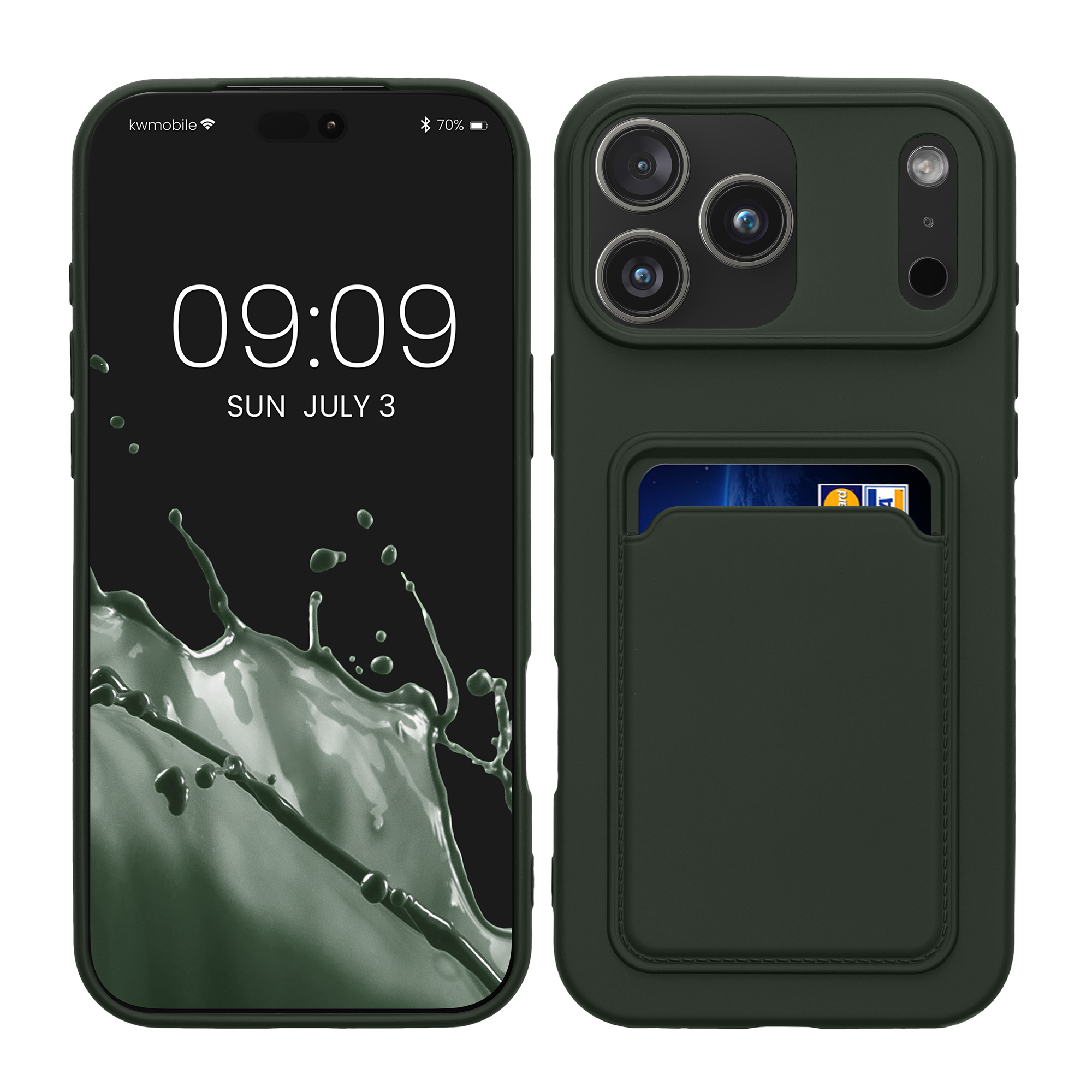 Kryt s držákem karty Kwmobile pro iPhone 17 Pro Max - tmavě zelená