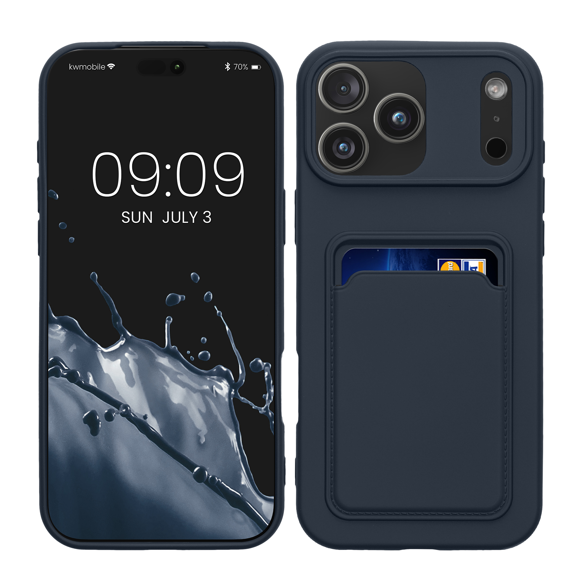 Kryt s držákem karty Kwmobile pro iPhone 17 Pro Max - tmavě modrá