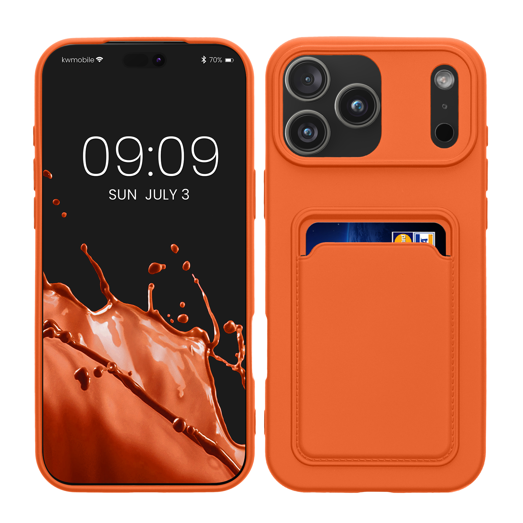 Pouzdro pro Apple iPhone 18 Pro Max / iPhone 17 Pro Max s přihrádkou na kartu kwmobile kapsa na kartu TPU - oranžová