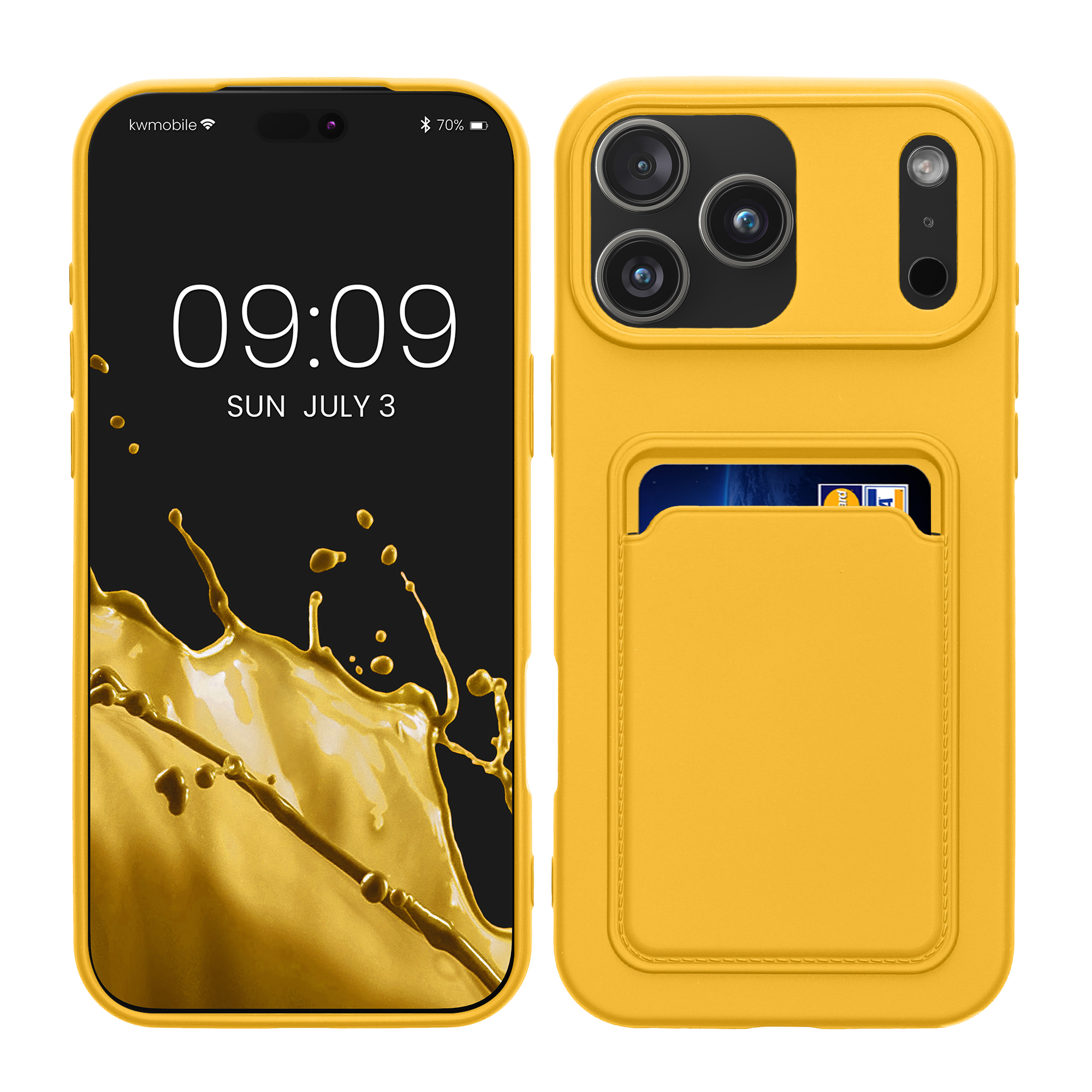 Pouzdro pro Apple iPhone 18 Pro Max / iPhone 17 Pro Max s přihrádkou na kartu kwmobile kapsa na kartu TPU - zářivě žlutá