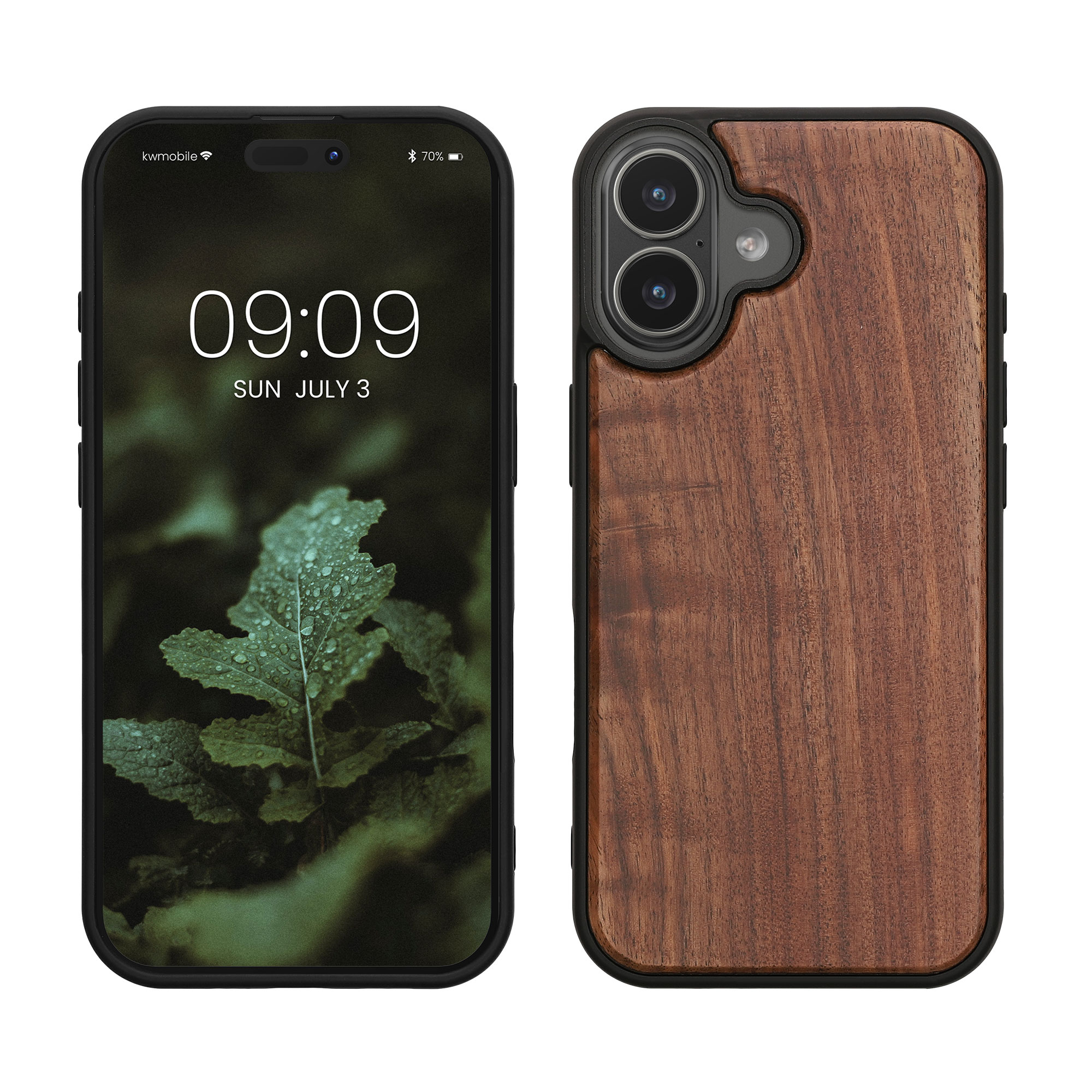 Dřevěný kryt Kwmobile pro iPhone 17 - tmavě hnědá