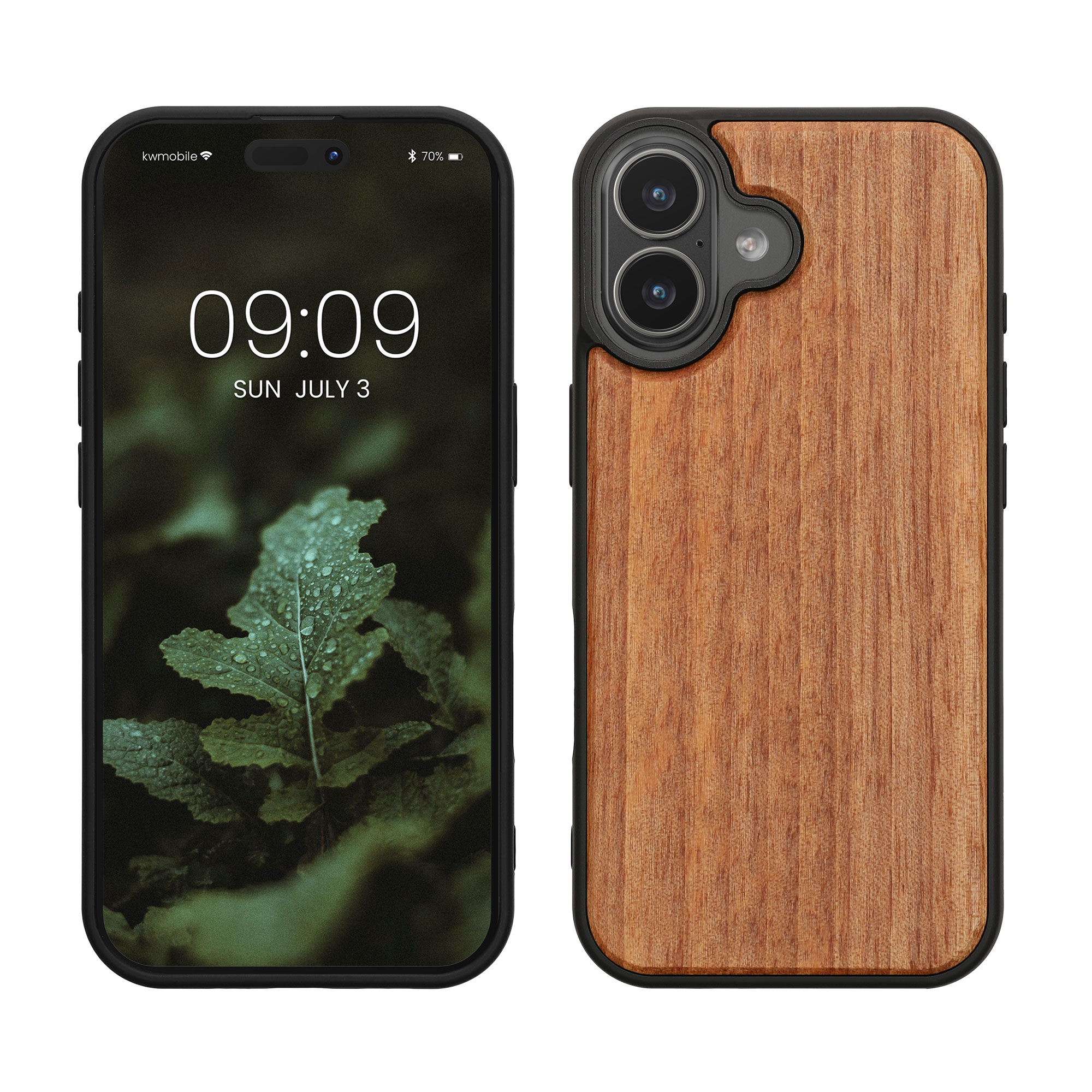 Pouzdro z pravého dřeva pro iPhone 17 kwmobile dřevěné - přírodní