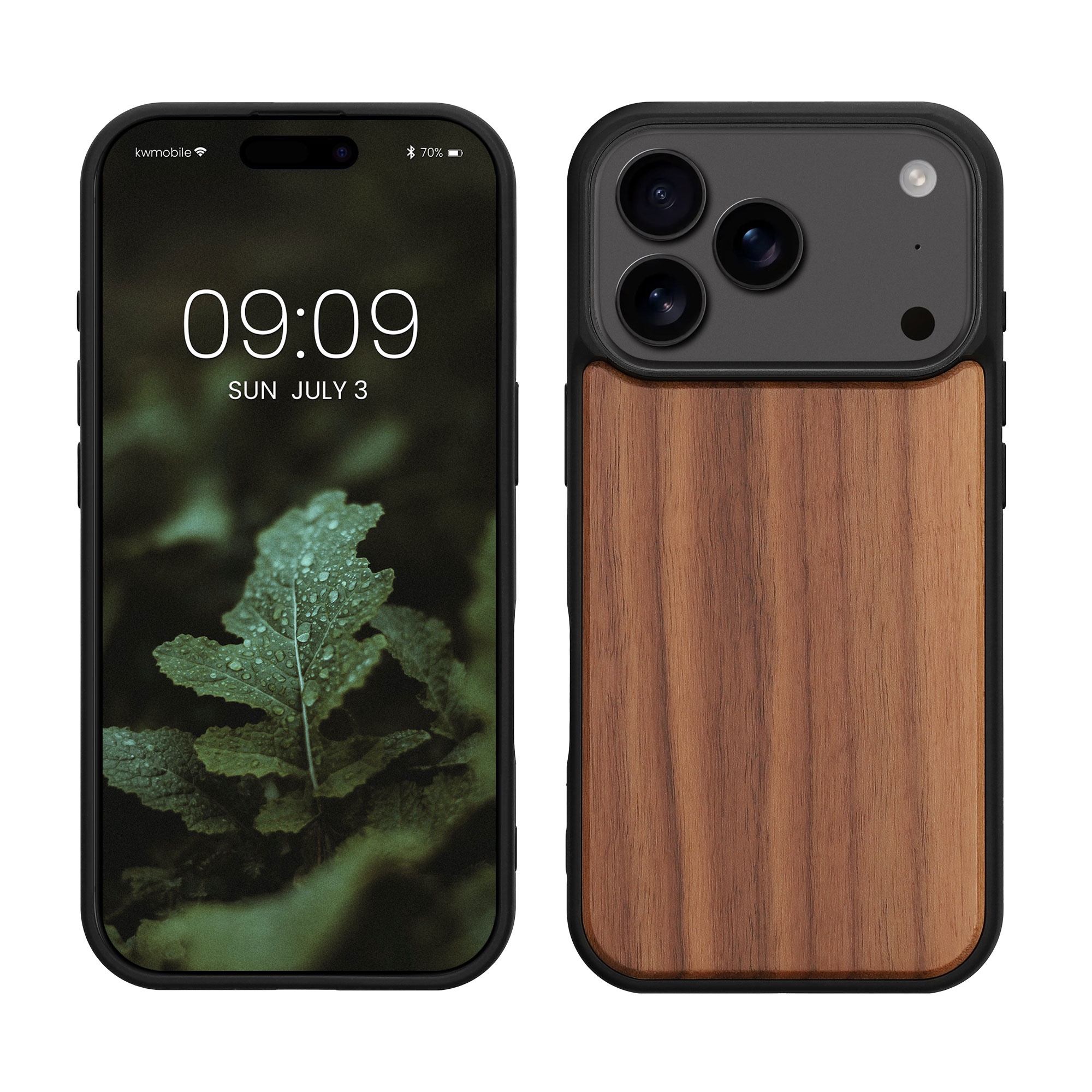 Dřevěný kryt Kwmobile pro iPhone 17 Pro - tmavě hnědá