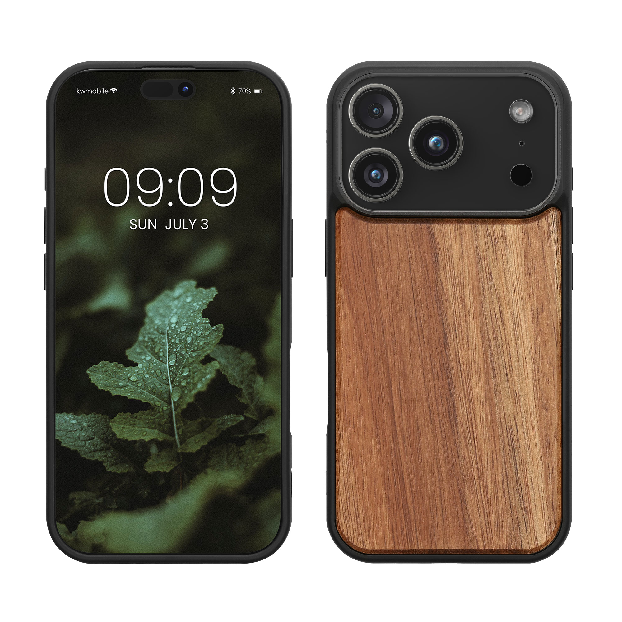 Dřevěné pouzdro pro Apple iPhone 18 Pro / iPhone 17 Pro kwmobile - tvrdý obal vintage hnědá / hnědá